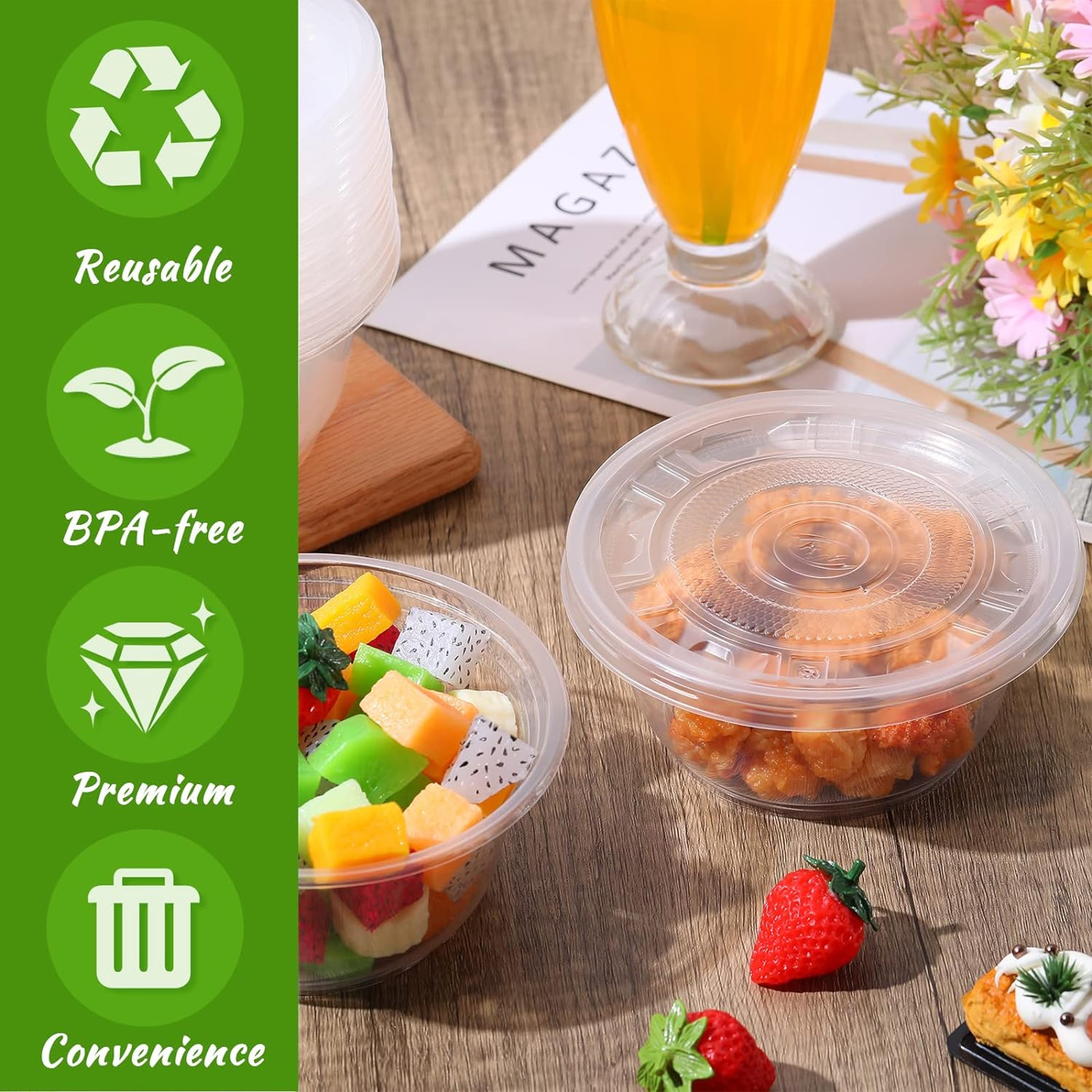 Disposable Plastic Bowls With Lids Clear Dessert Cups – view 2