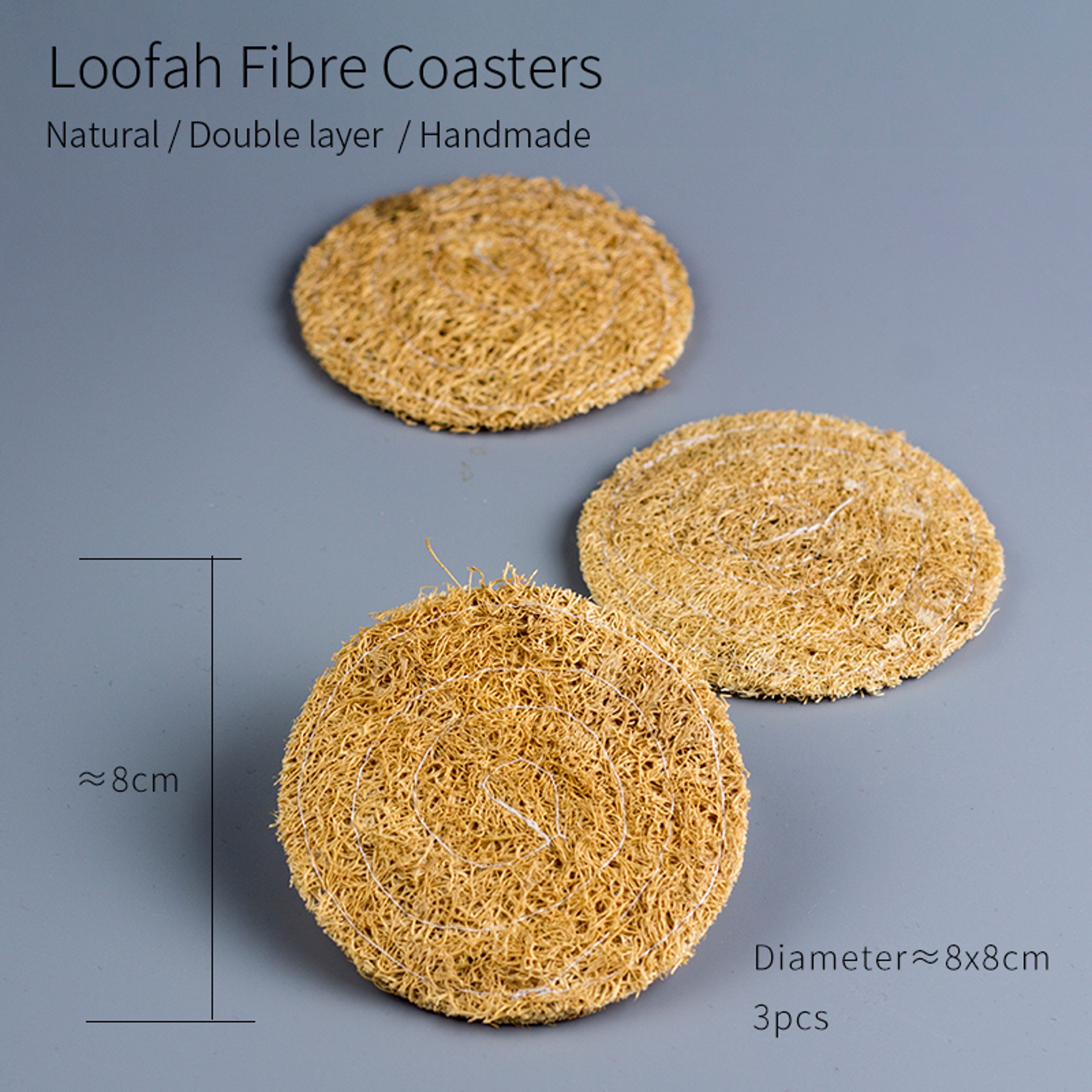 Natural Loofah Tea Coasters Set Absorbent Triple Pack for Daily Use – view 7