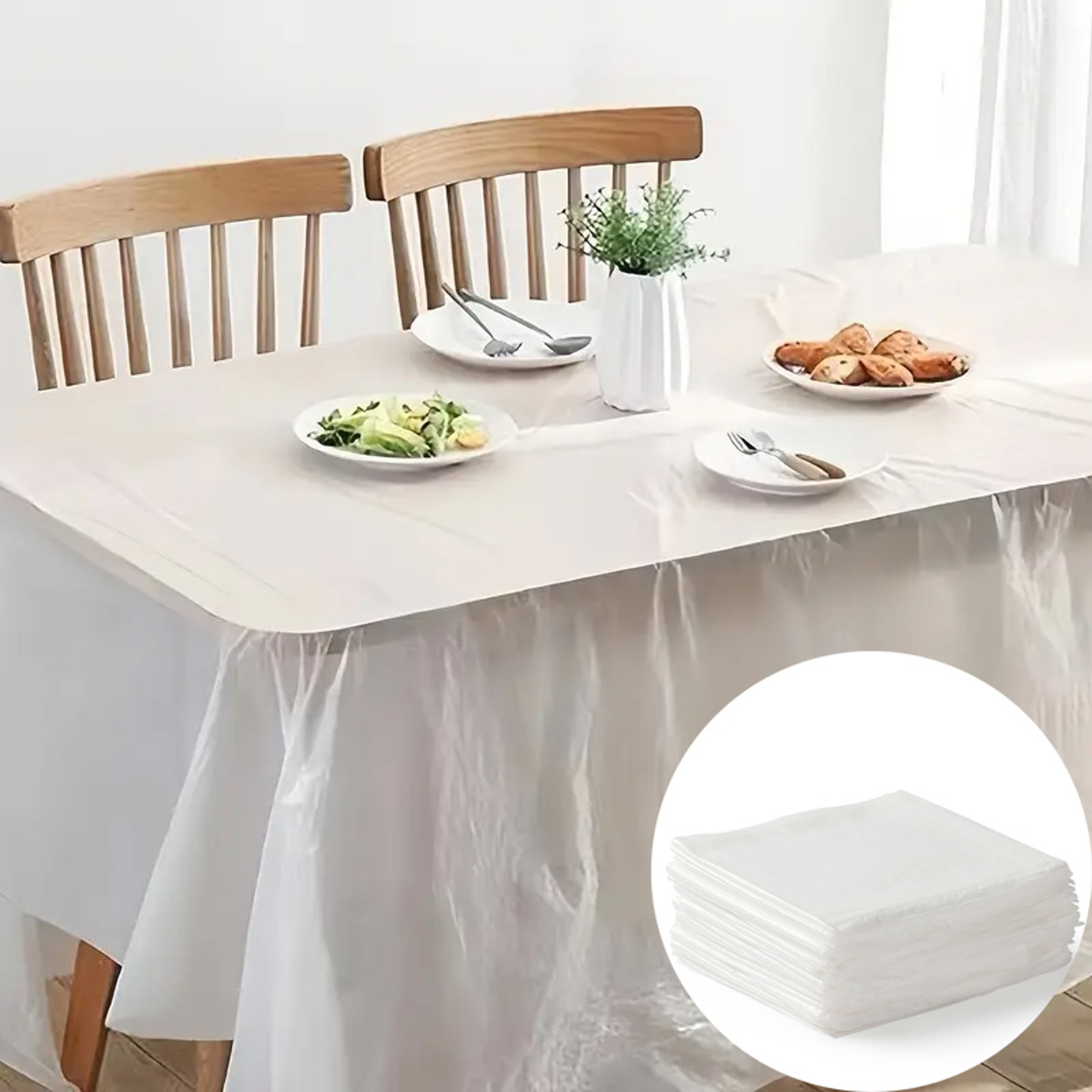 Thick Disposable Plastic Tablecloths Waterproof  Oil Resistant Covers For Party And Banquet 0