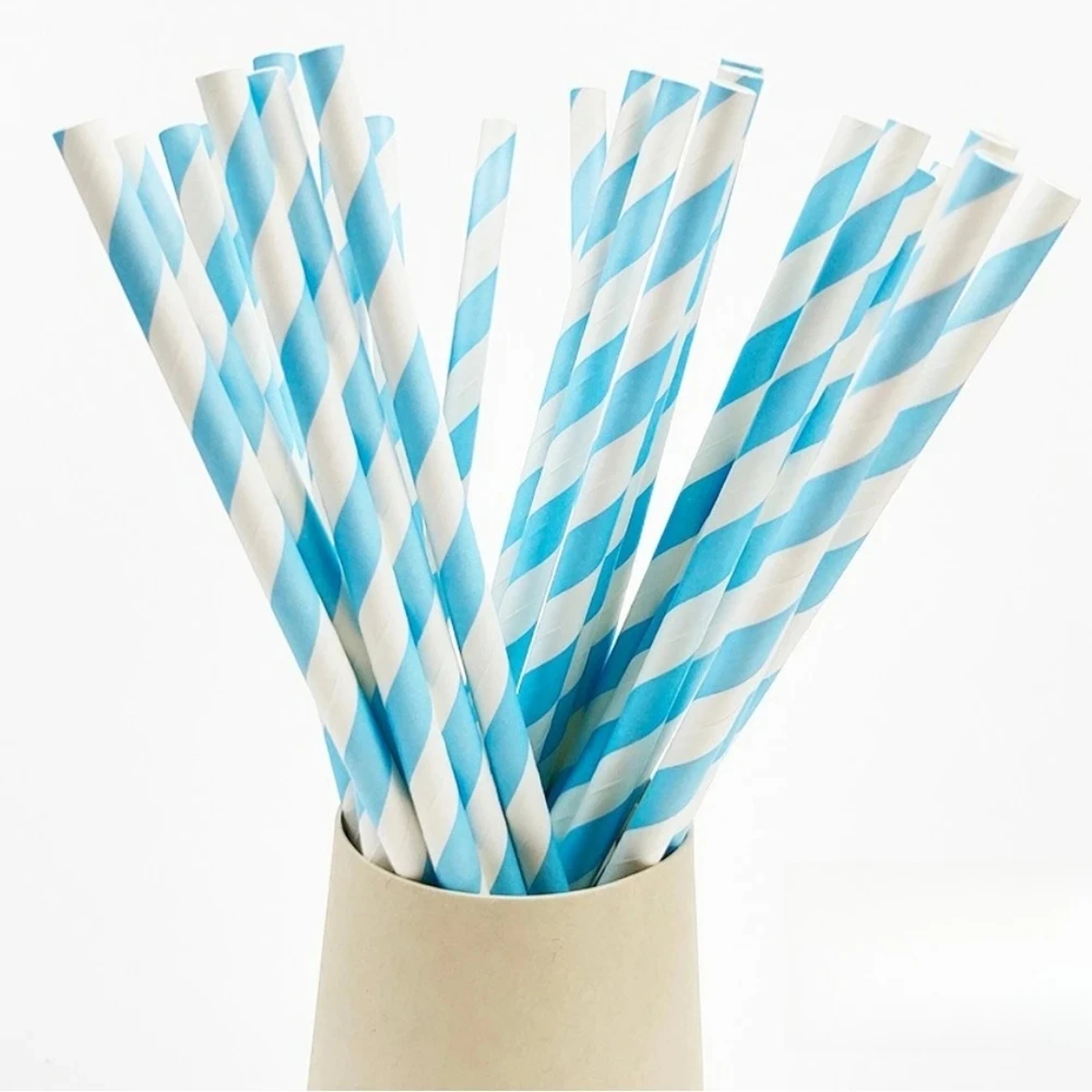 Blue White Striped Biodegradable Paper Straws For Parties And Drinks 0