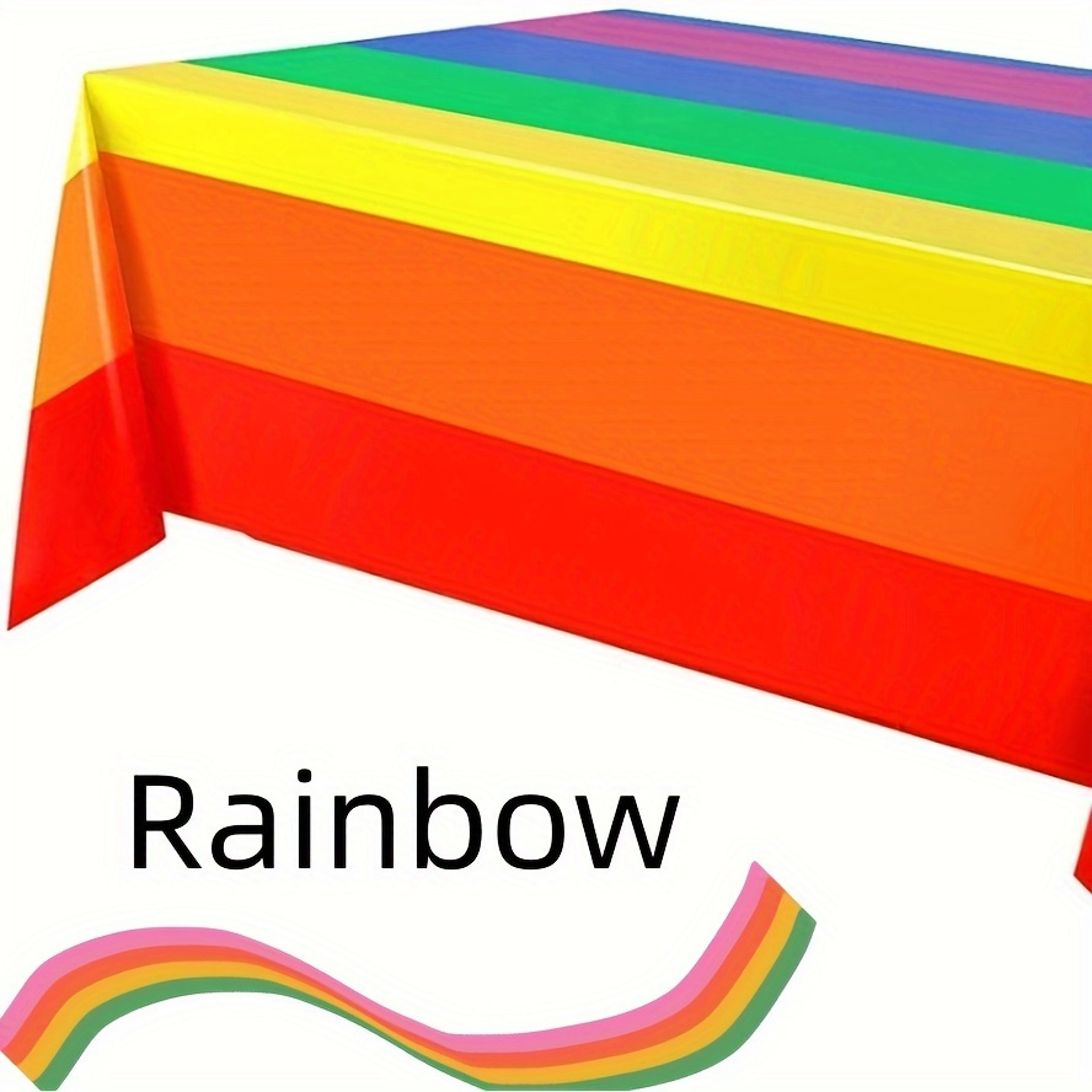 Rainbow Stripe Waterproof Disposable Party Tablecloth Vibrant Plastic Table Cover 0