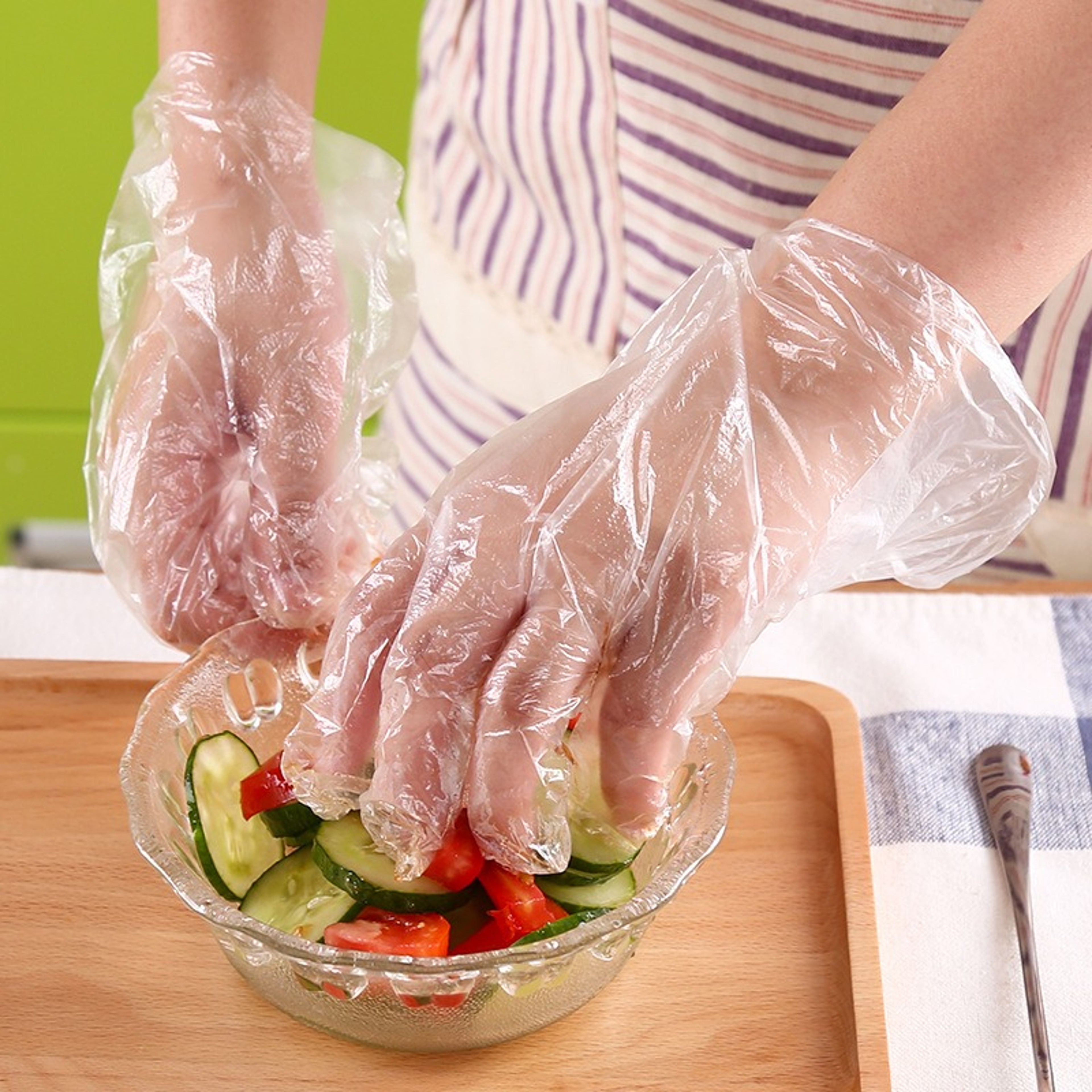 Disposable Gloves Clear Food Prep Gloves For Kitchen Cleaning And Hair Dyeing 0
