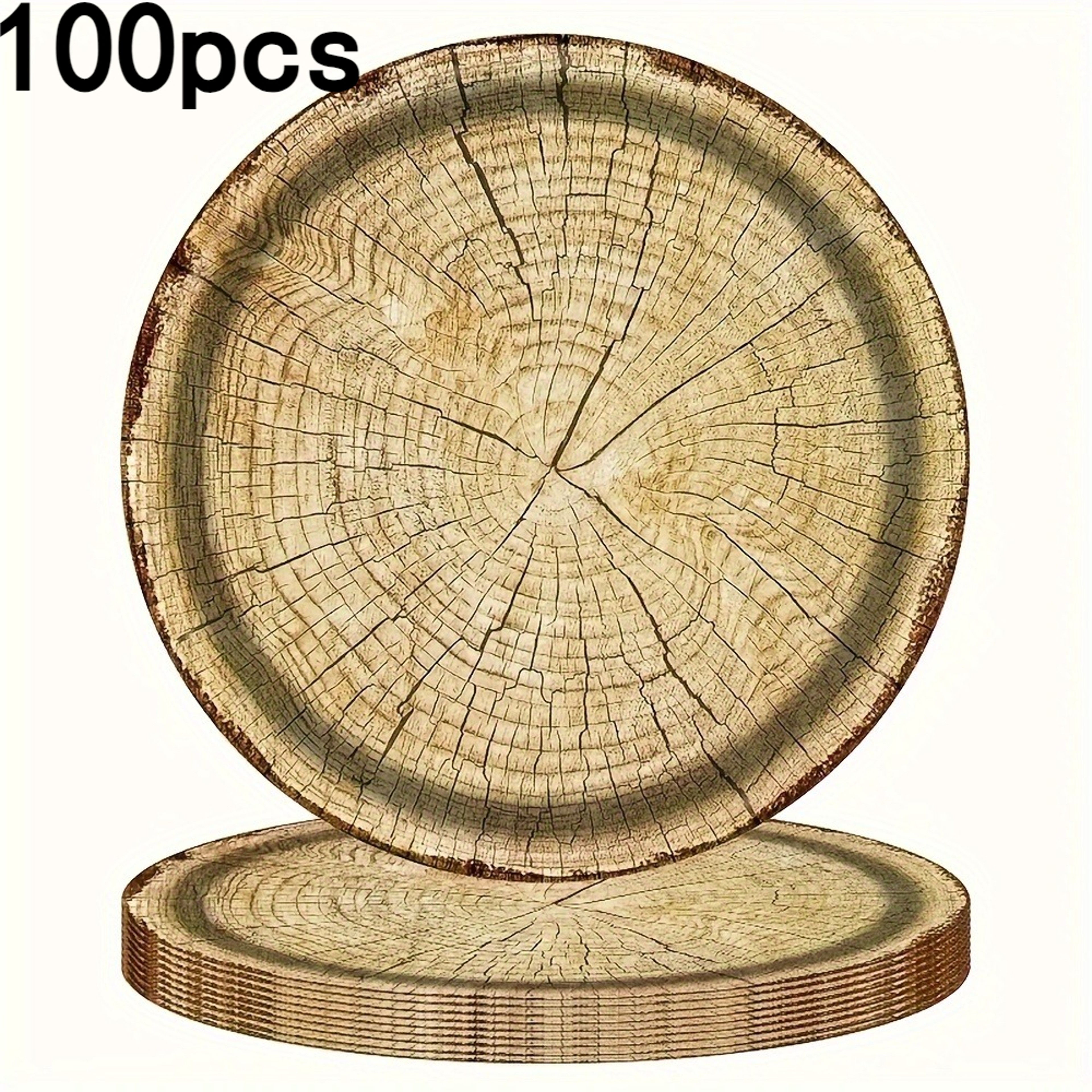 Wood Grain Disposable Plates Sturdy Rustic Paper Plates For Parties 0