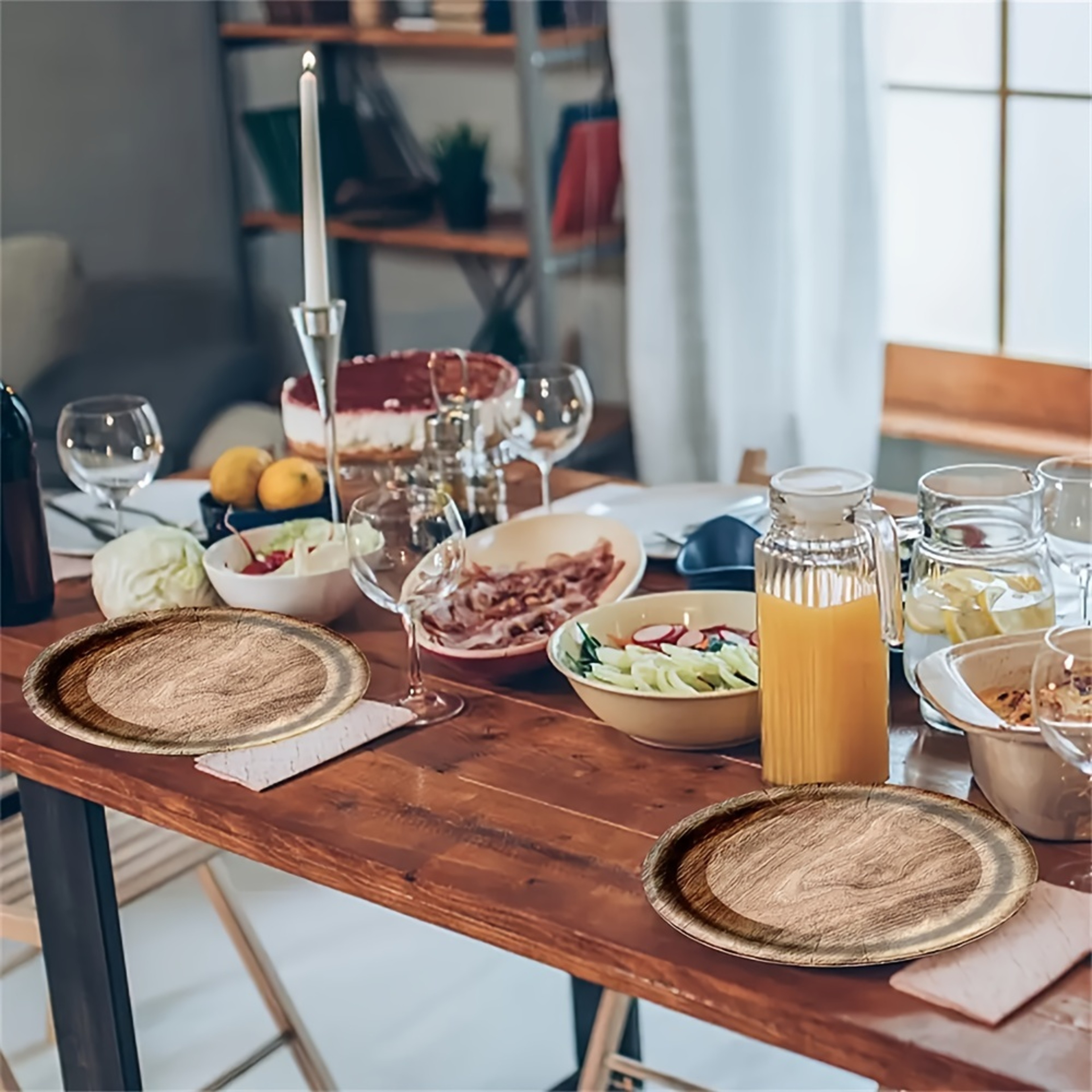 Wood Grain Disposable Plates Sturdy Rustic Paper Plates For Parties 4