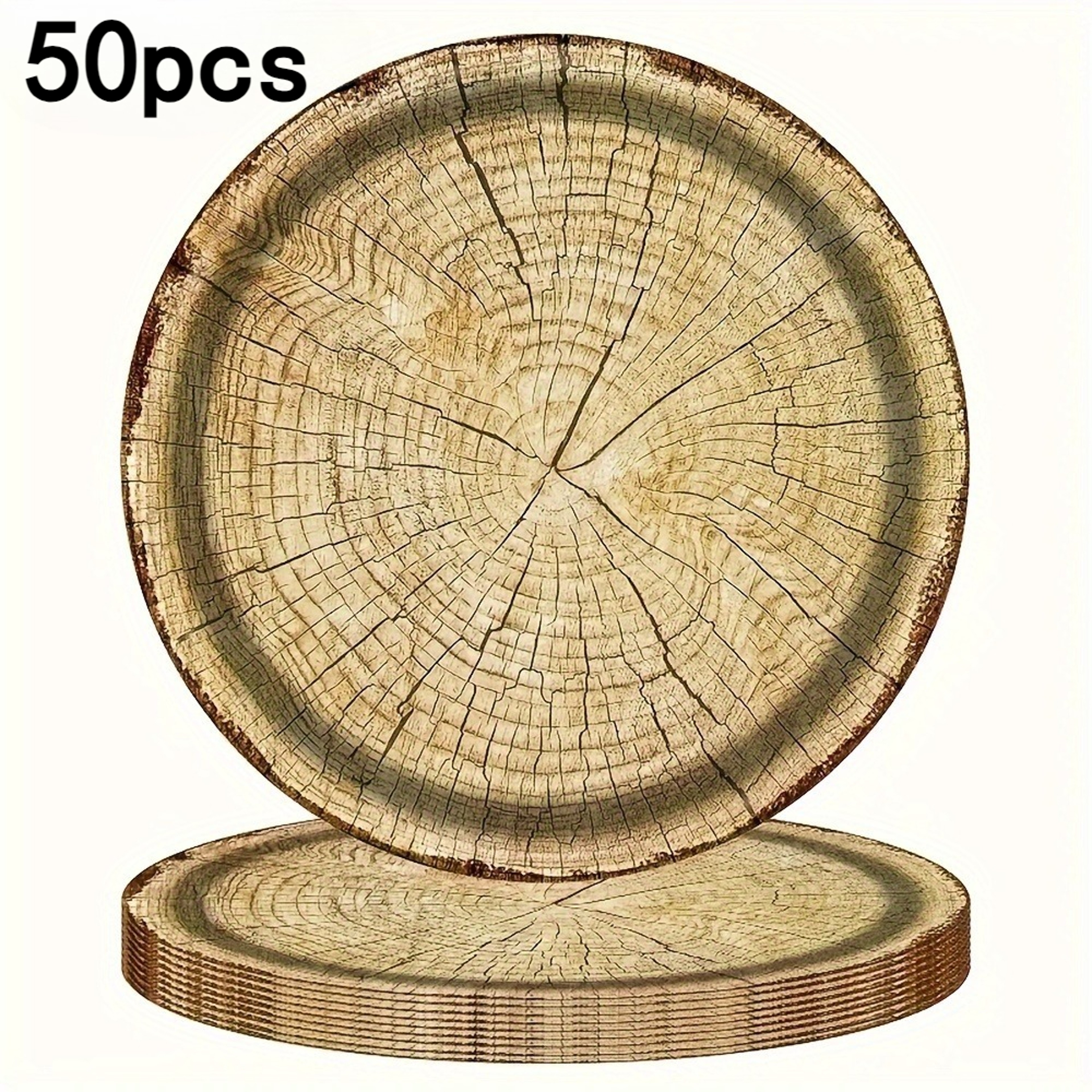 Wood Grain Disposable Plates Sturdy Rustic Paper Plates For Parties 6