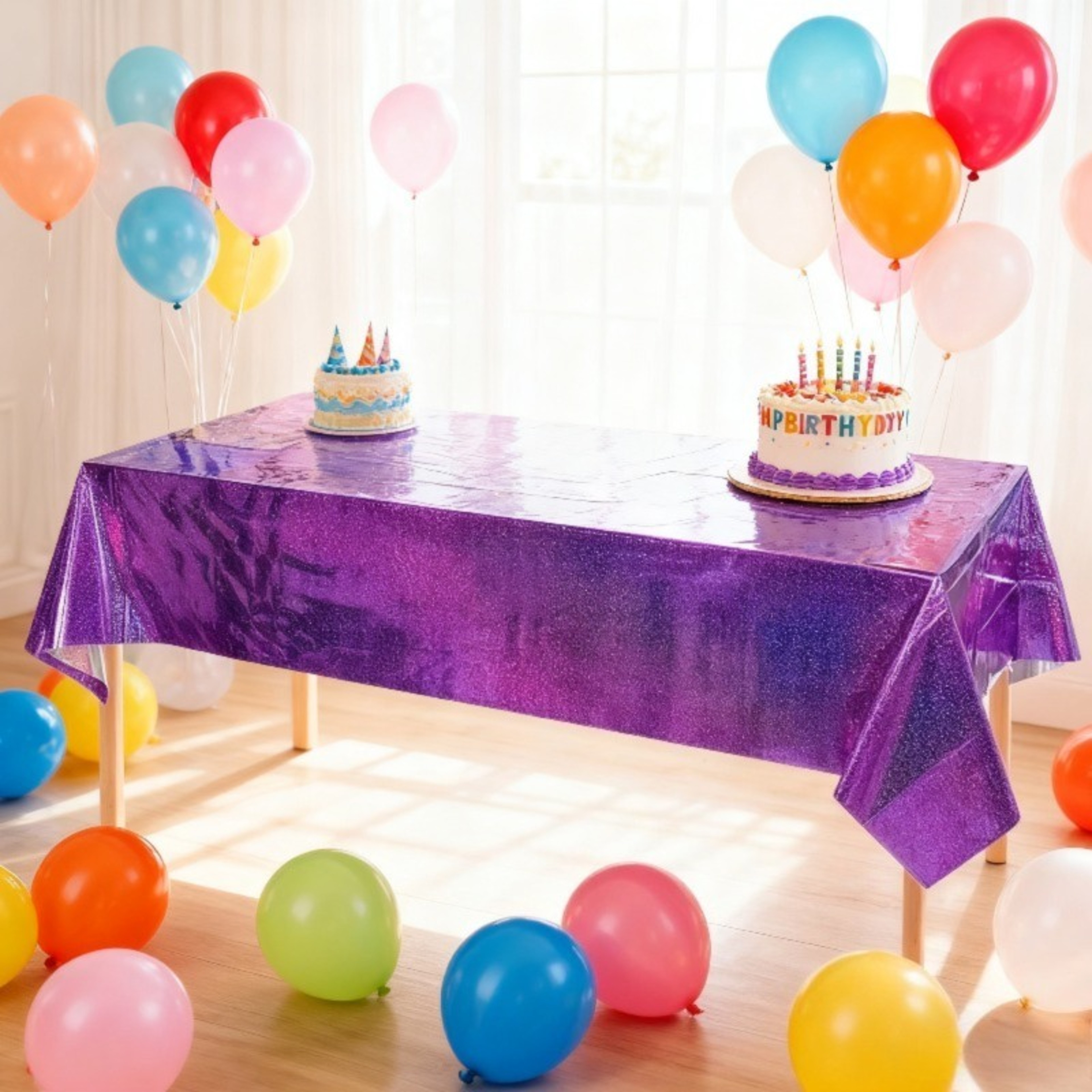 Purple Party Tablecloth Rectangular Disposable Table Cover For Weddings  Events 3