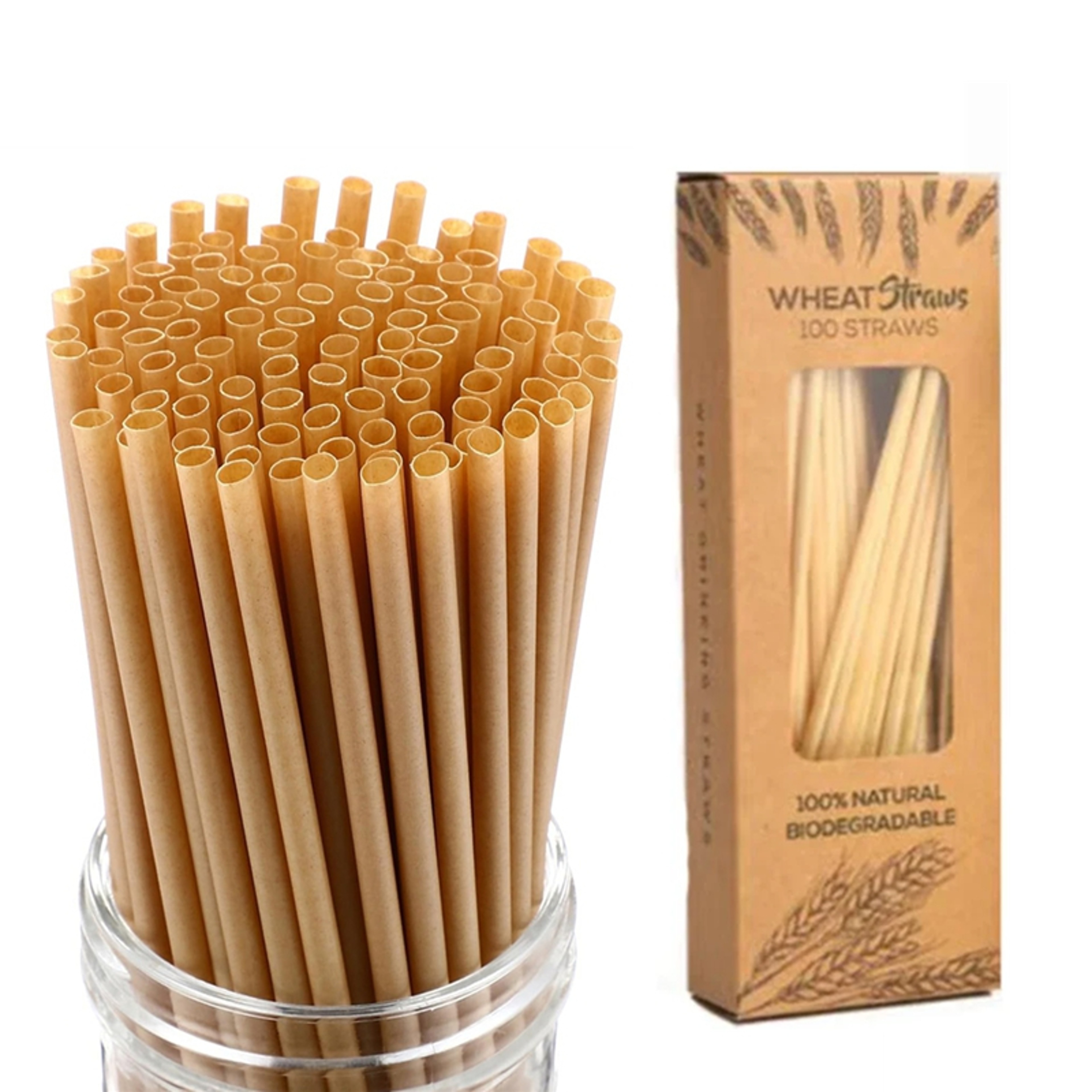 Biodegradable Wheat Straws Pack Compostable Drinking Straws – view 1