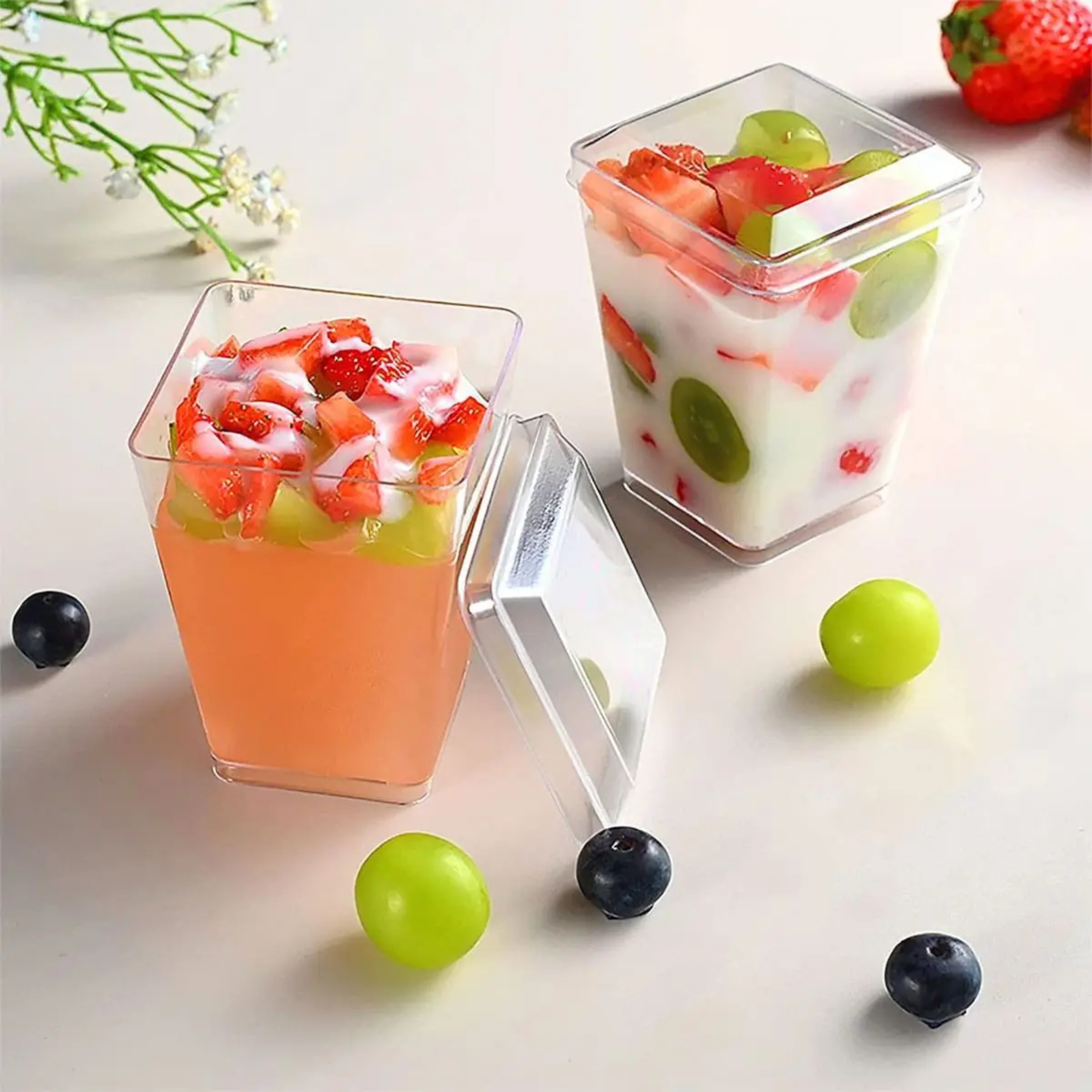 Clear Square Plastic Dessert Cups Disposable Mini Pudding & Sauce Containers – view 4