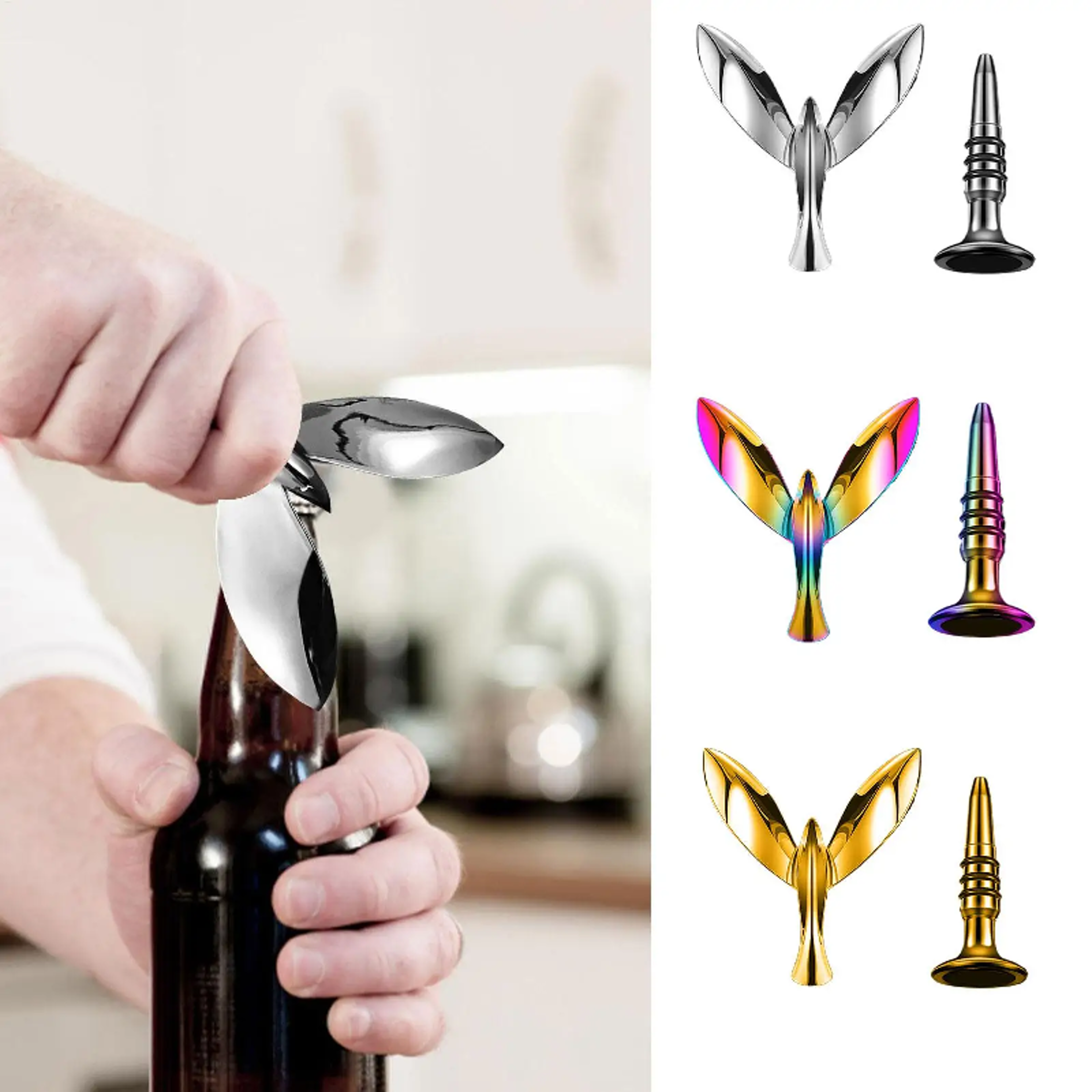 Artisan Balancing Bird Bottle Opener Floating Bar & Kitchen Decor Tool – view 2