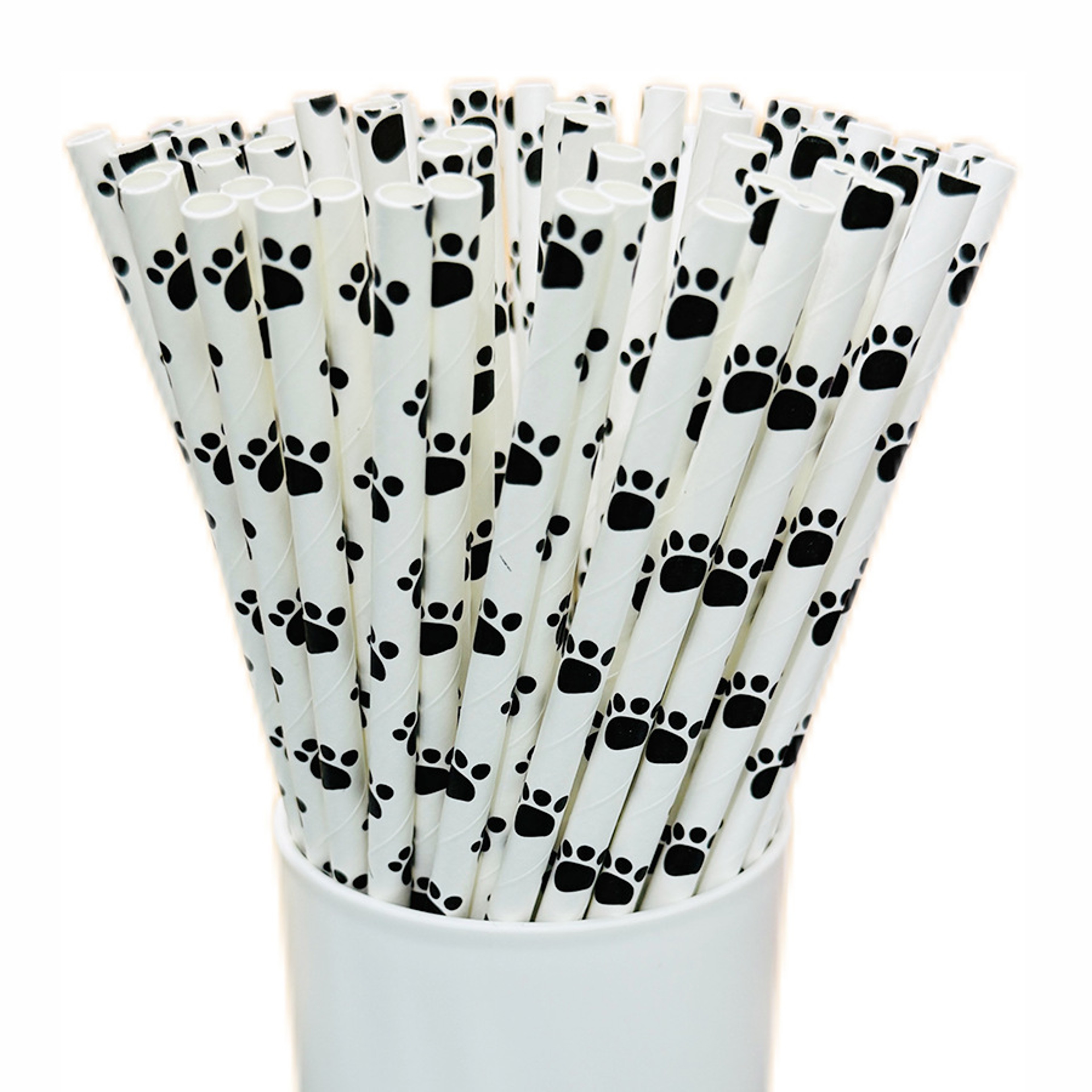 Cute Cat Paw Print Eco Friendly Paper Drinking Straws 1