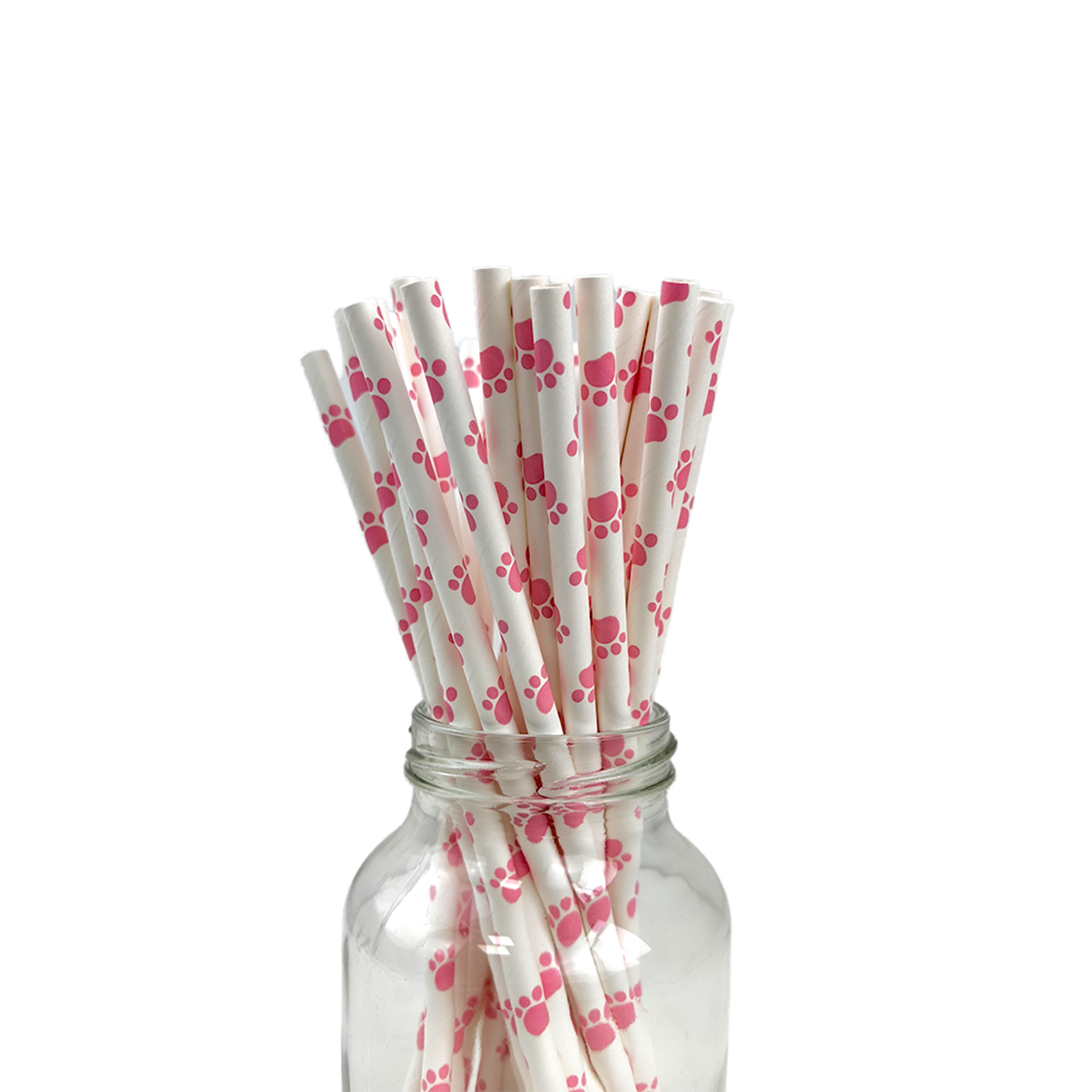 Cute Cat Paw Print Eco Friendly Paper Drinking Straws 2