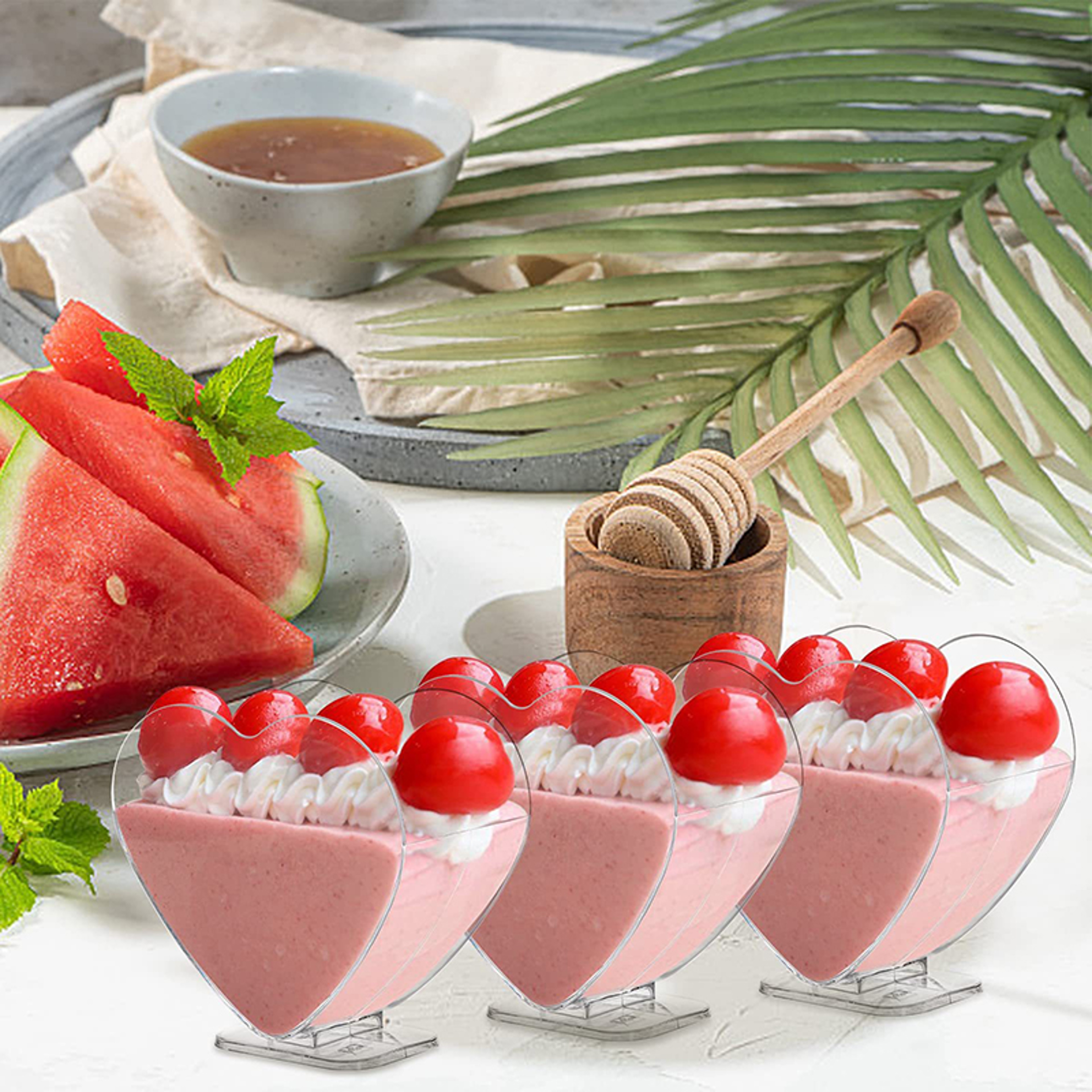 Heart Shaped Dessert Cups Mini Parfait  Plastic Mousse Serving Cups 2