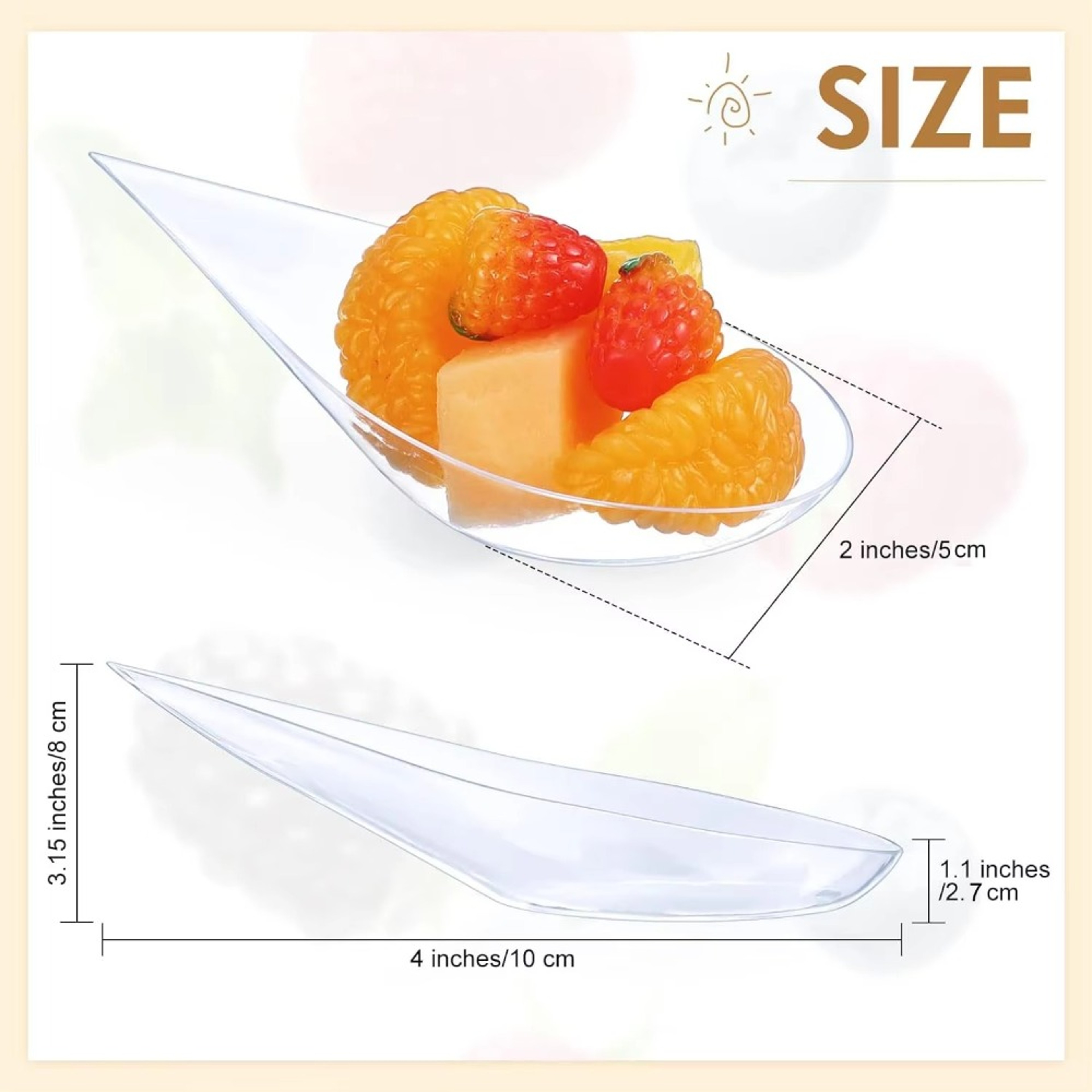 Premium Tear Drop Mini Appetizer Plates  Reusable Plastic Tasting Spoons Set 5