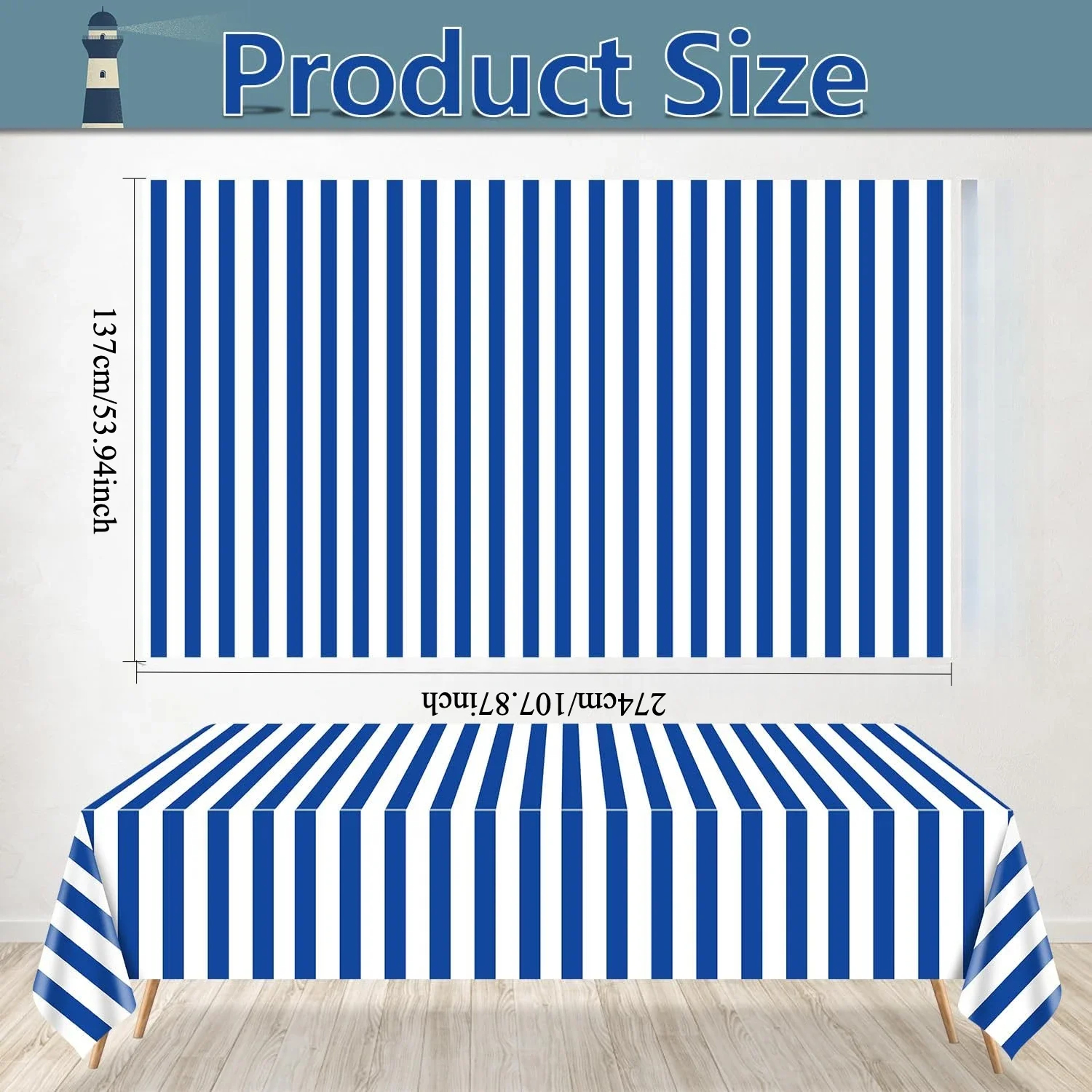 White Striped Waterproof Tablecloth Rectangle Table Cover For Outdoor Beach  Dining 1