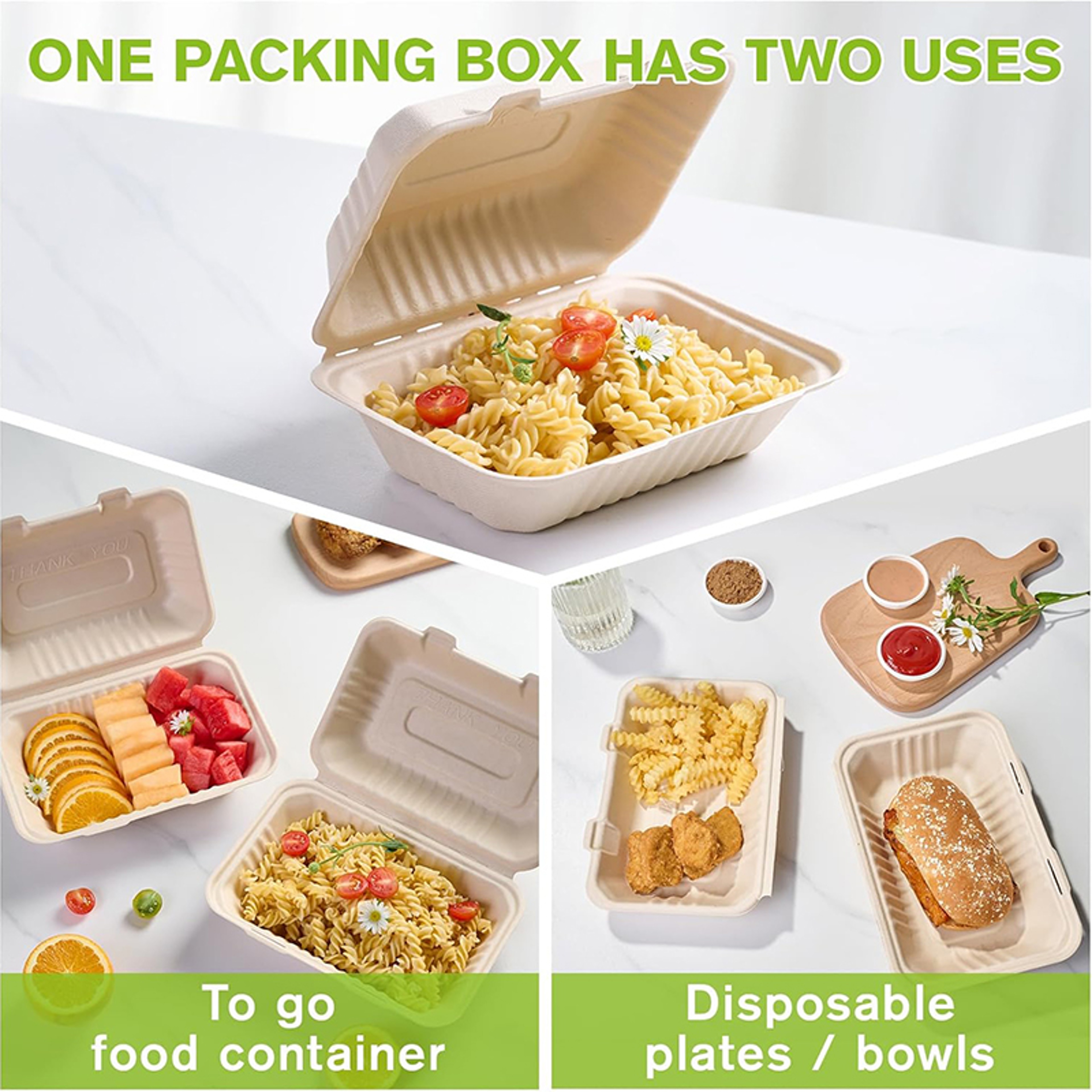 Compostable Takeaway Boxes Heavy Duty Biodegradable Food Containers – view 5