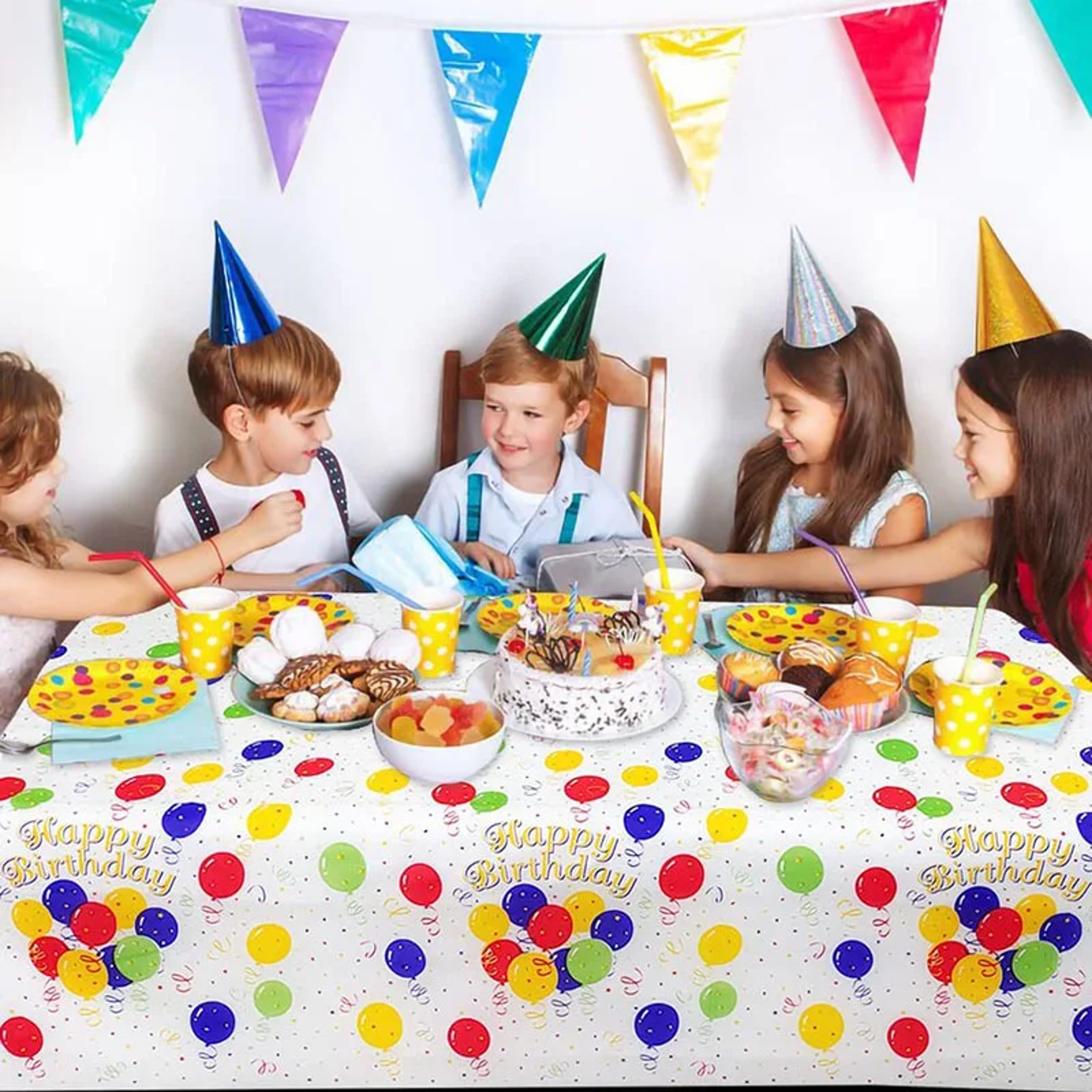 Premium Disposable Birthday Tablecloth Party Table Cover Rectangle Plastic Decor 4
