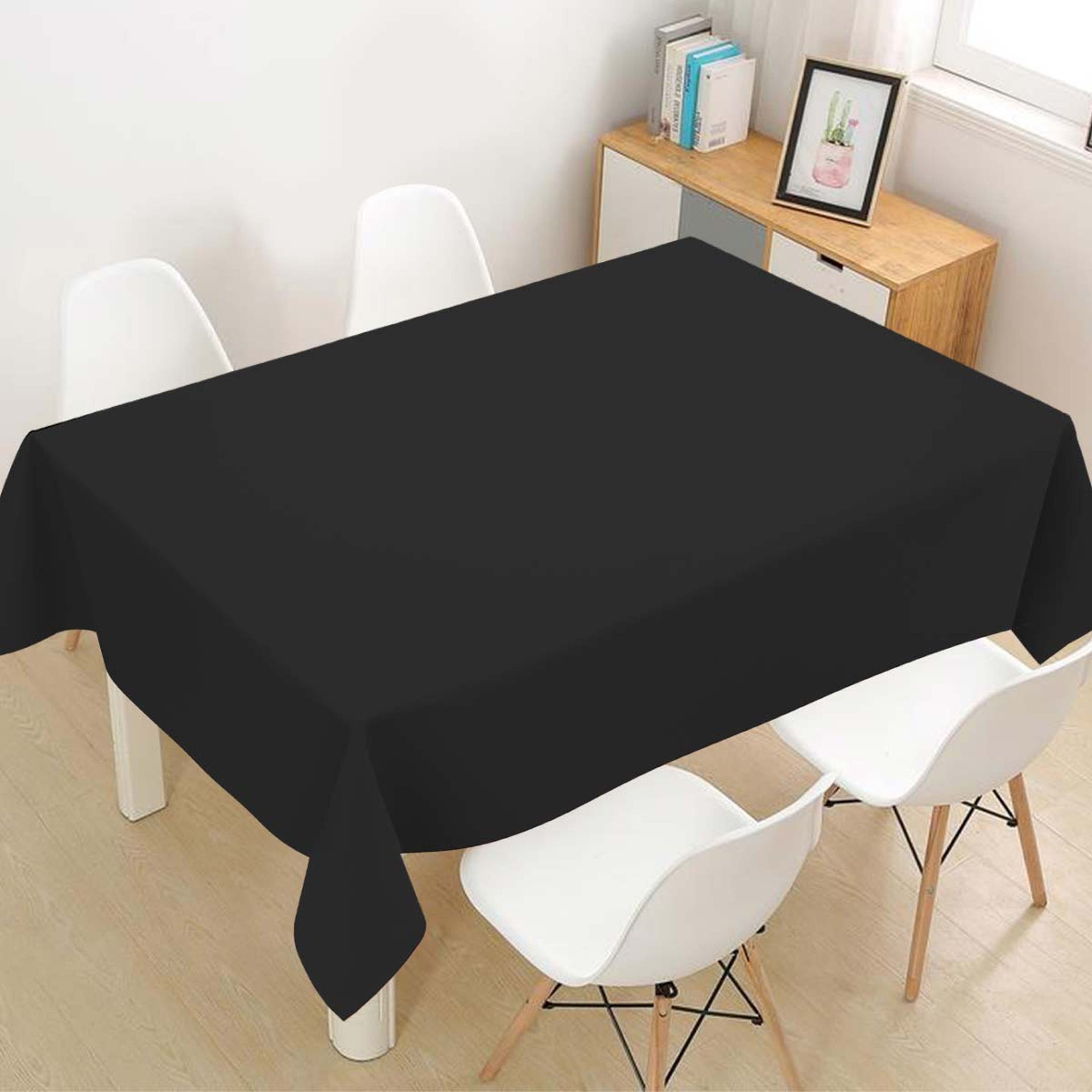 Black Party Table Cover Disposable Plastic Tablecloth For Wedding  Event Decor 0