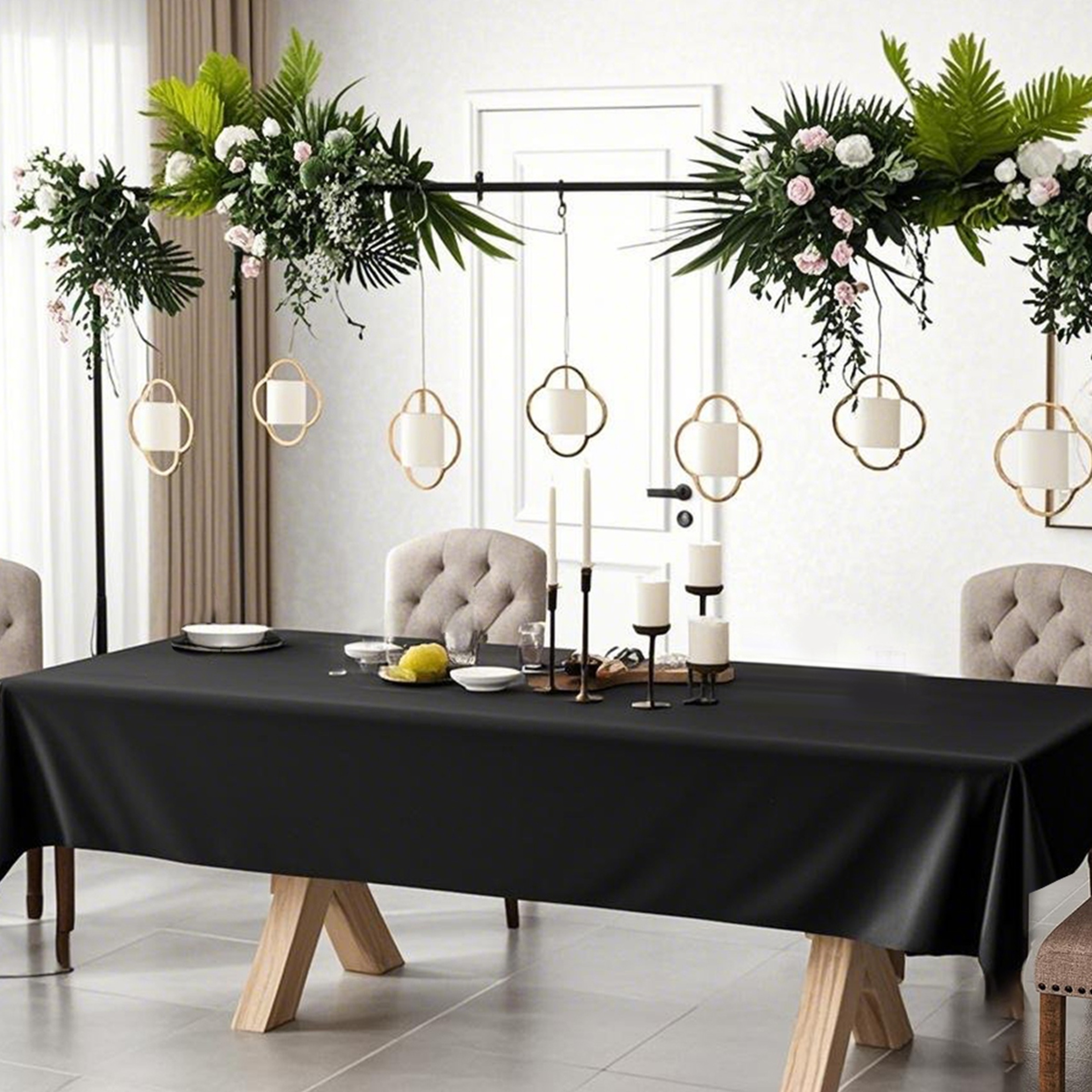 Black Party Table Cover Disposable Plastic Tablecloth For Wedding  Event Decor 3