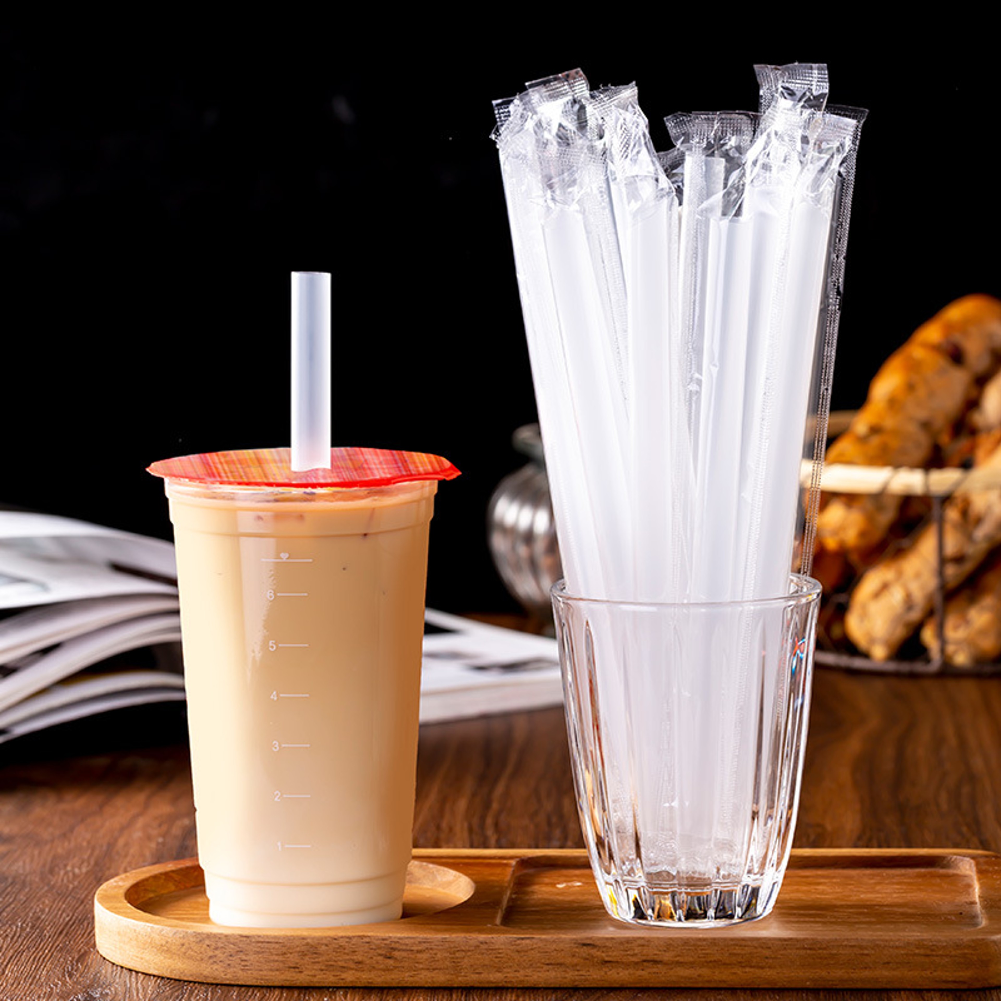 Transparent Disposable Drinking Straws Individually Wrapped 2
