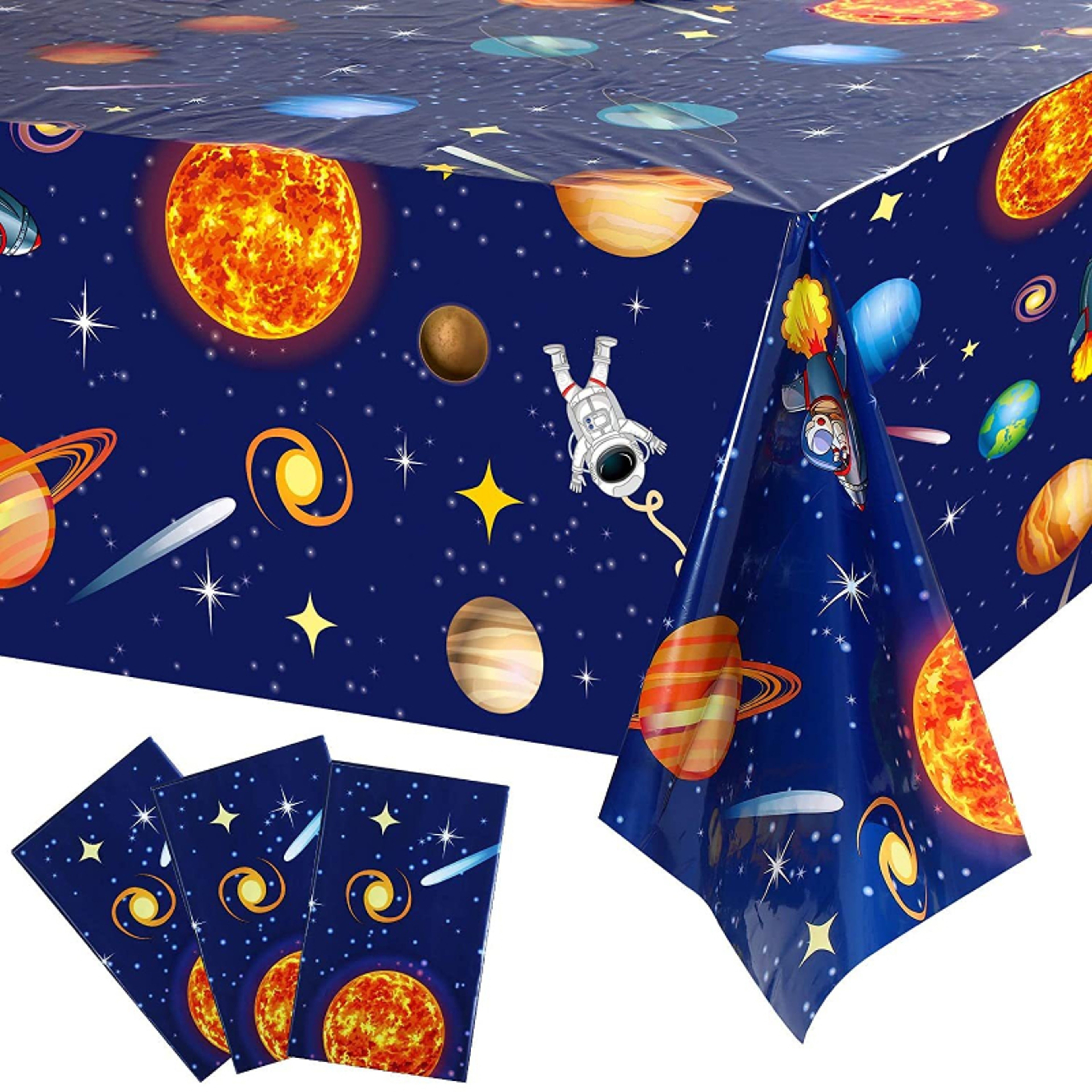 Outer Space Astronaut Party Tablecloth Premium Disposable Table Cover – view 1