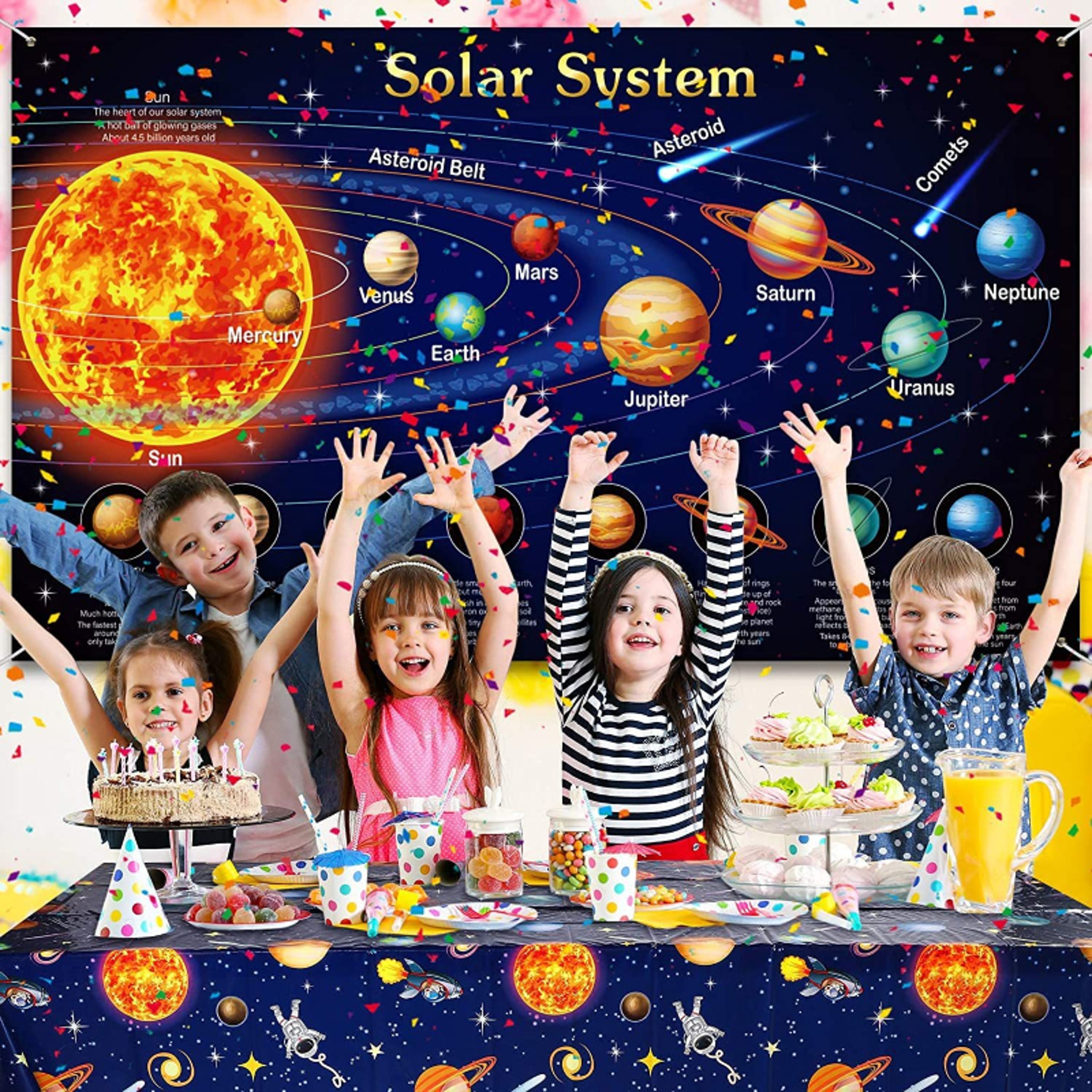 Outer Space Astronaut Party Tablecloth Premium Disposable Table Cover – view 5