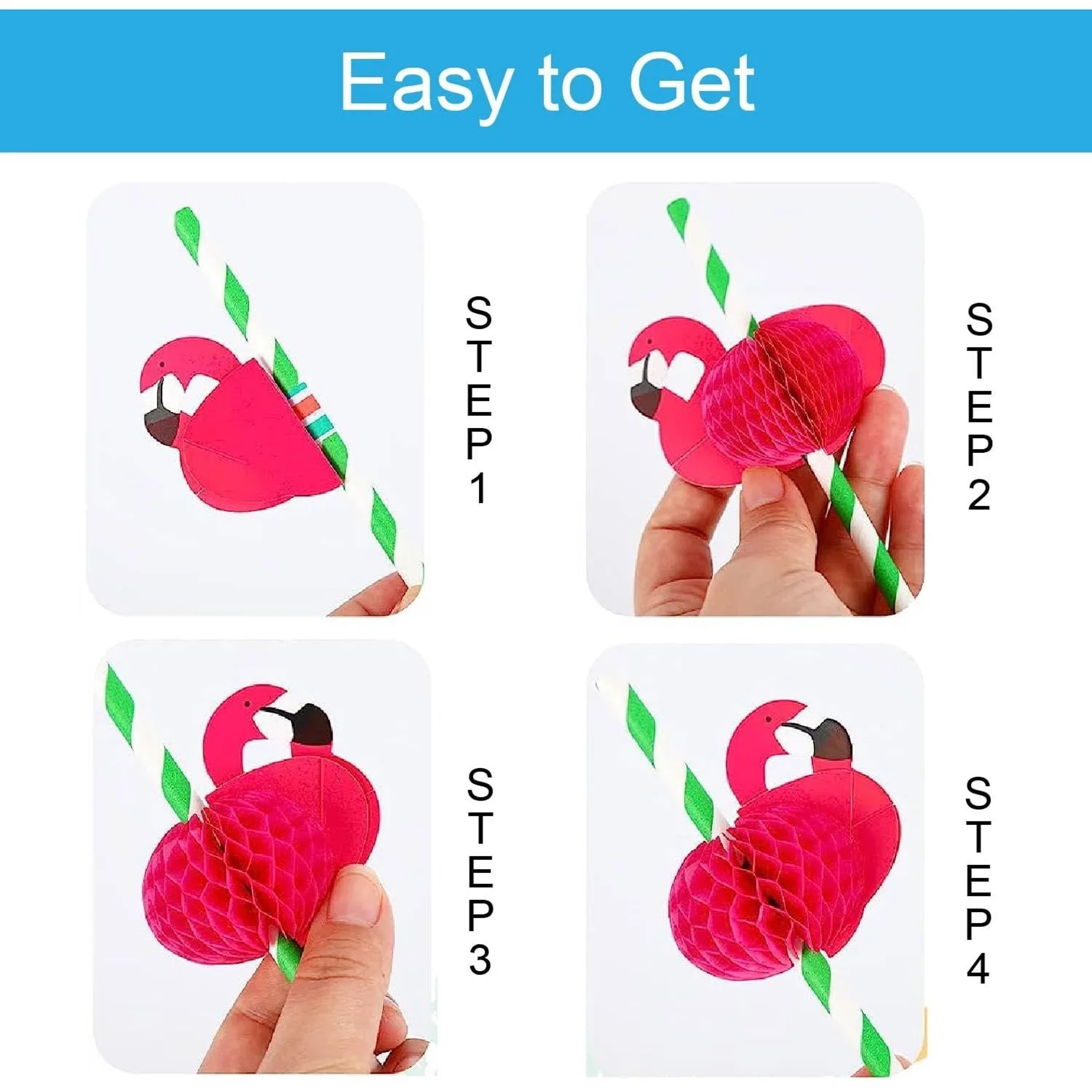Tropical Flamingo Biodegradable Party Straws for Summer Drinks – view 3