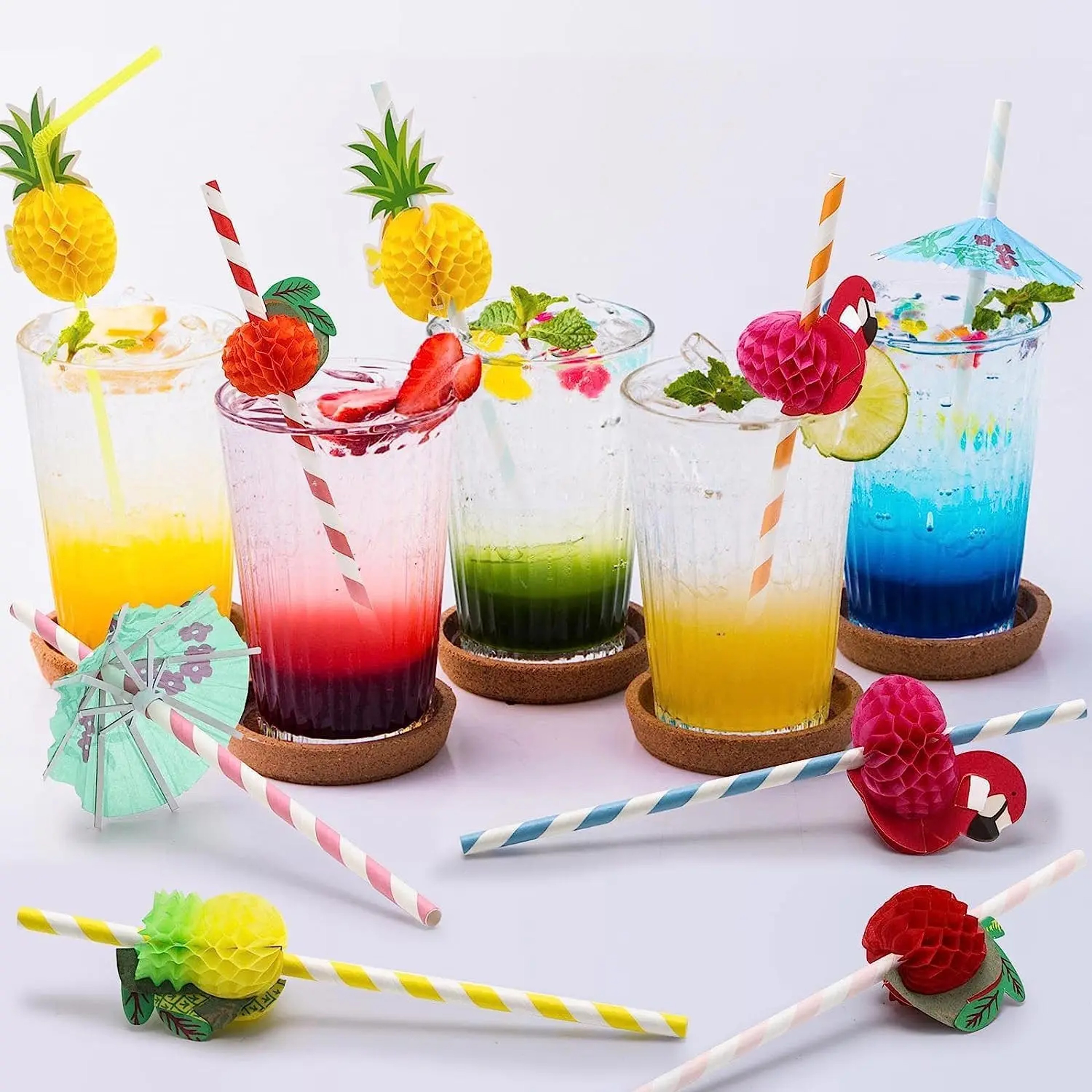 Tropical Flamingo Biodegradable Party Straws for Summer Drinks – view 4