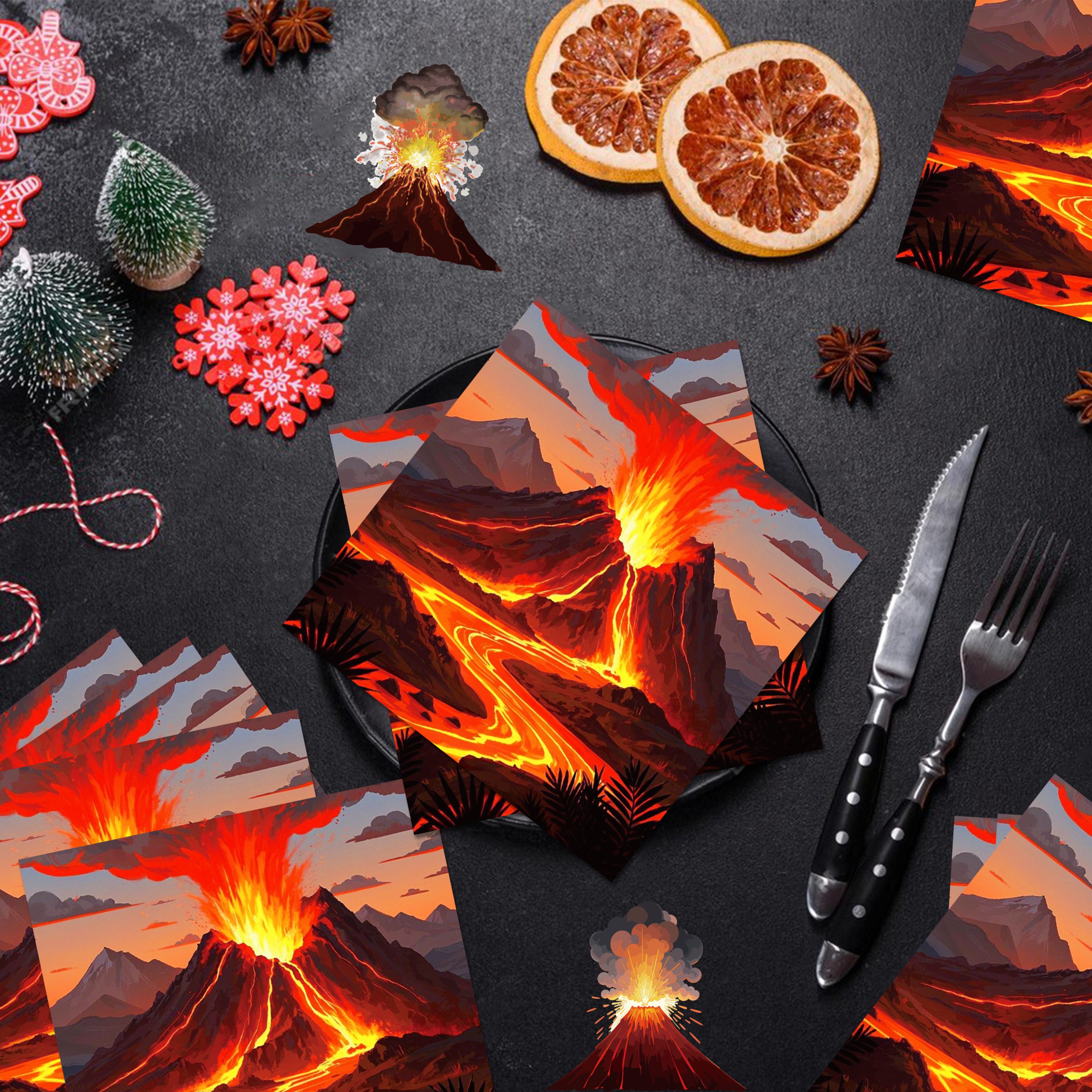 Volcanic Print Party Napkins Pack Square Disposable Table Napkins – view 3