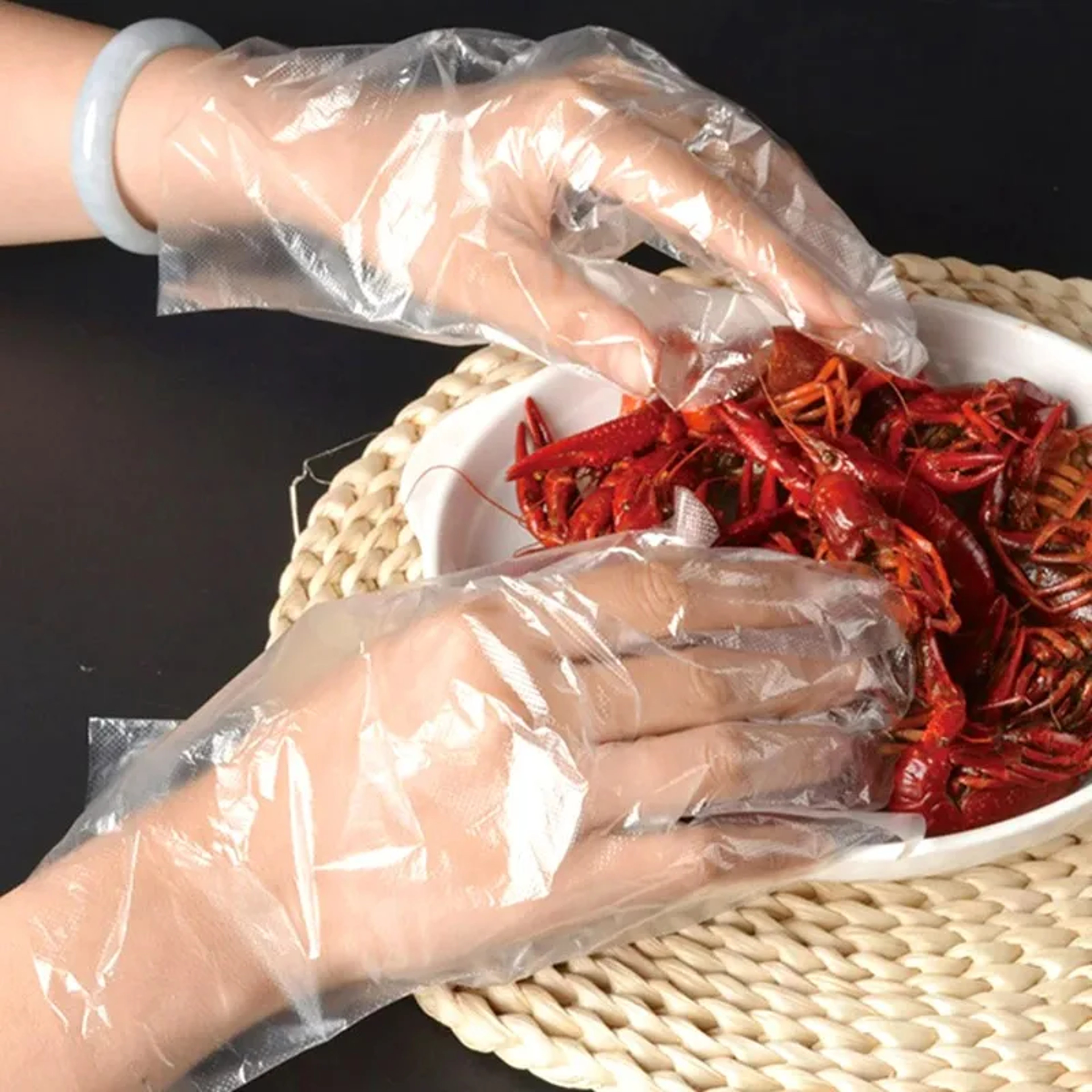 Transparent Disposable Food Grade Gloves Waterproof Kitchen  Cleaning Protection 2
