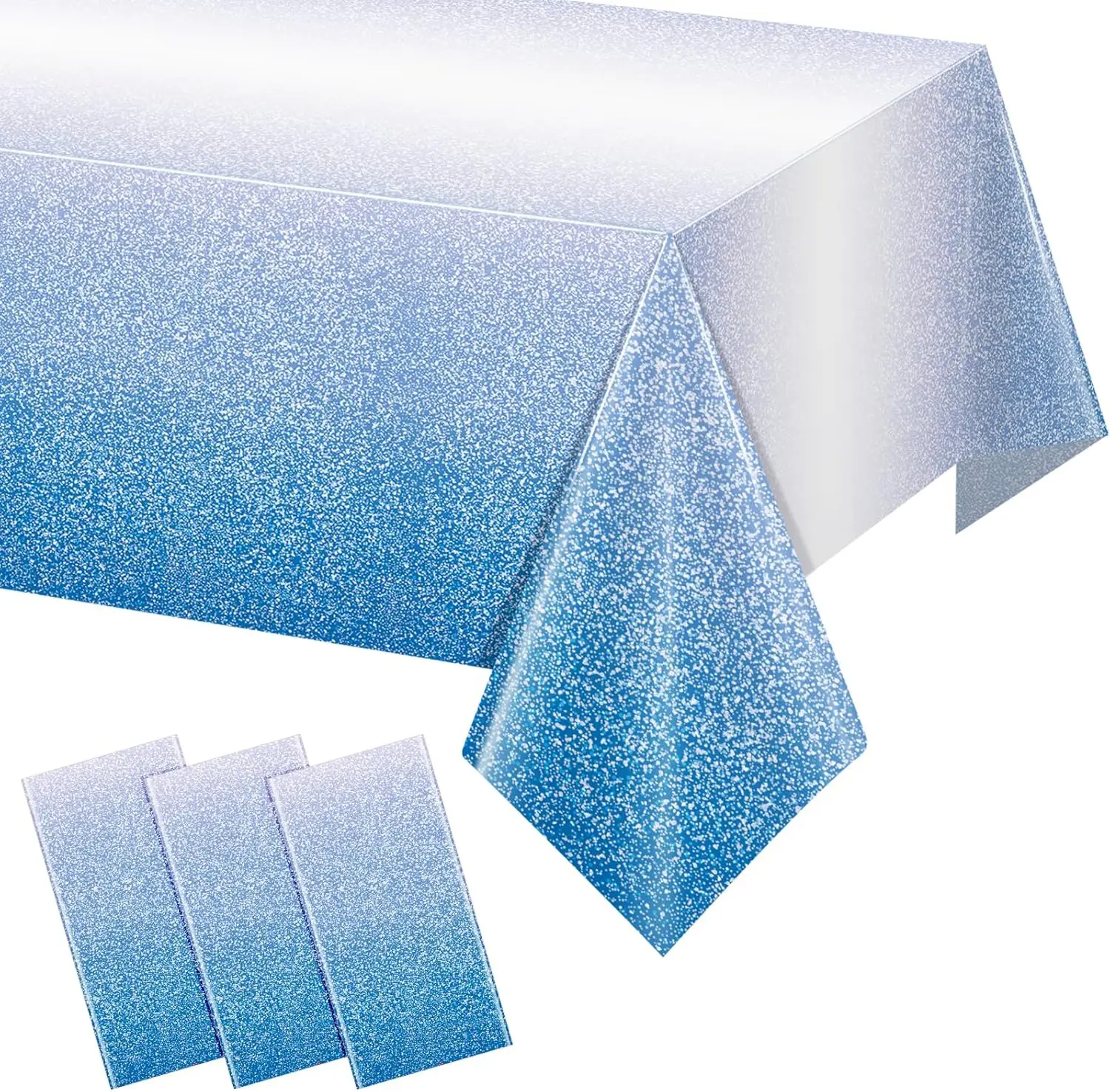 Royal Blue Glitter Ombre Rectangle Party Tablecloth Elegant Event & Wedding Table Cover – view 1