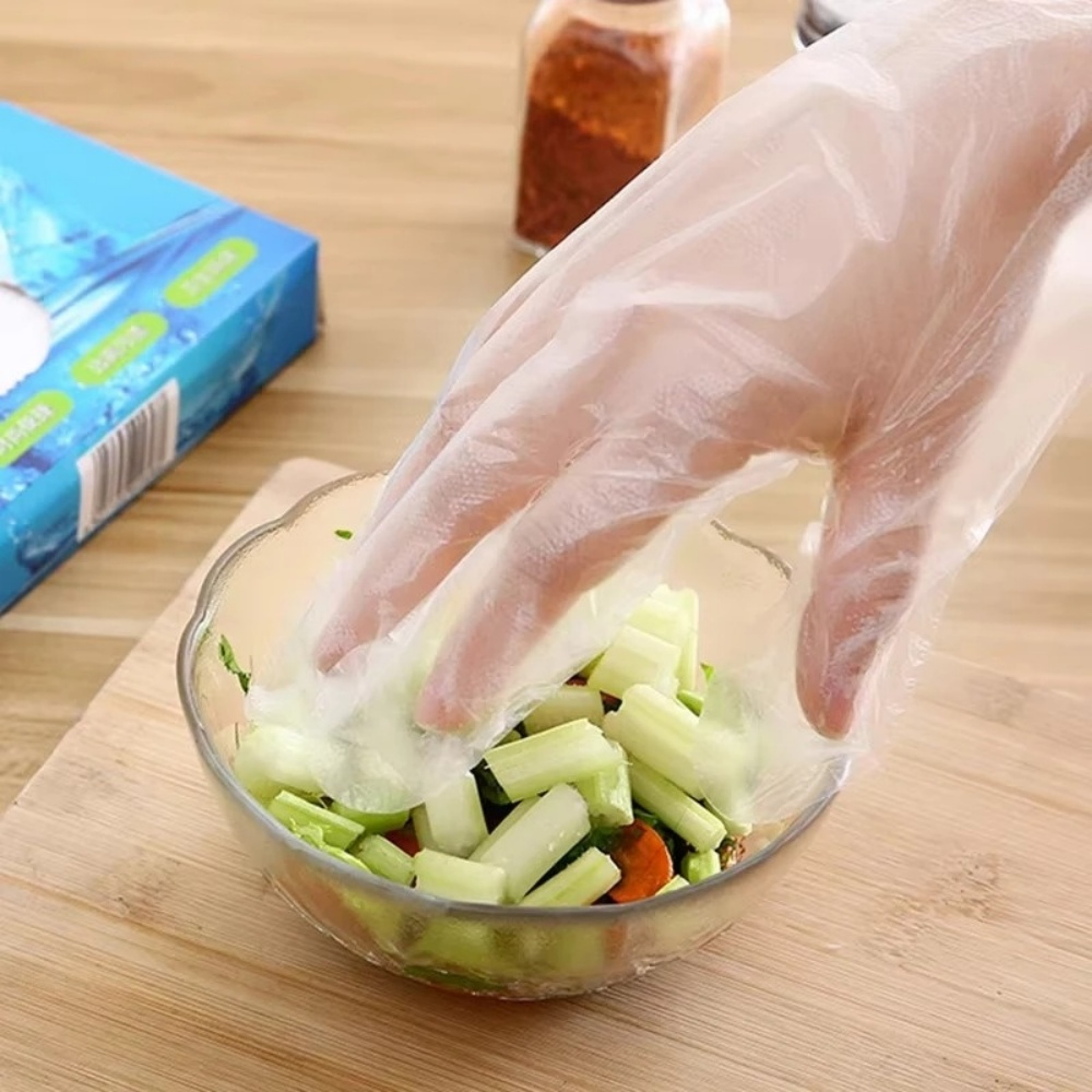 Clear Food Prep Disposable PE Gloves Kitchen BBQ  Cleaning Protection 4