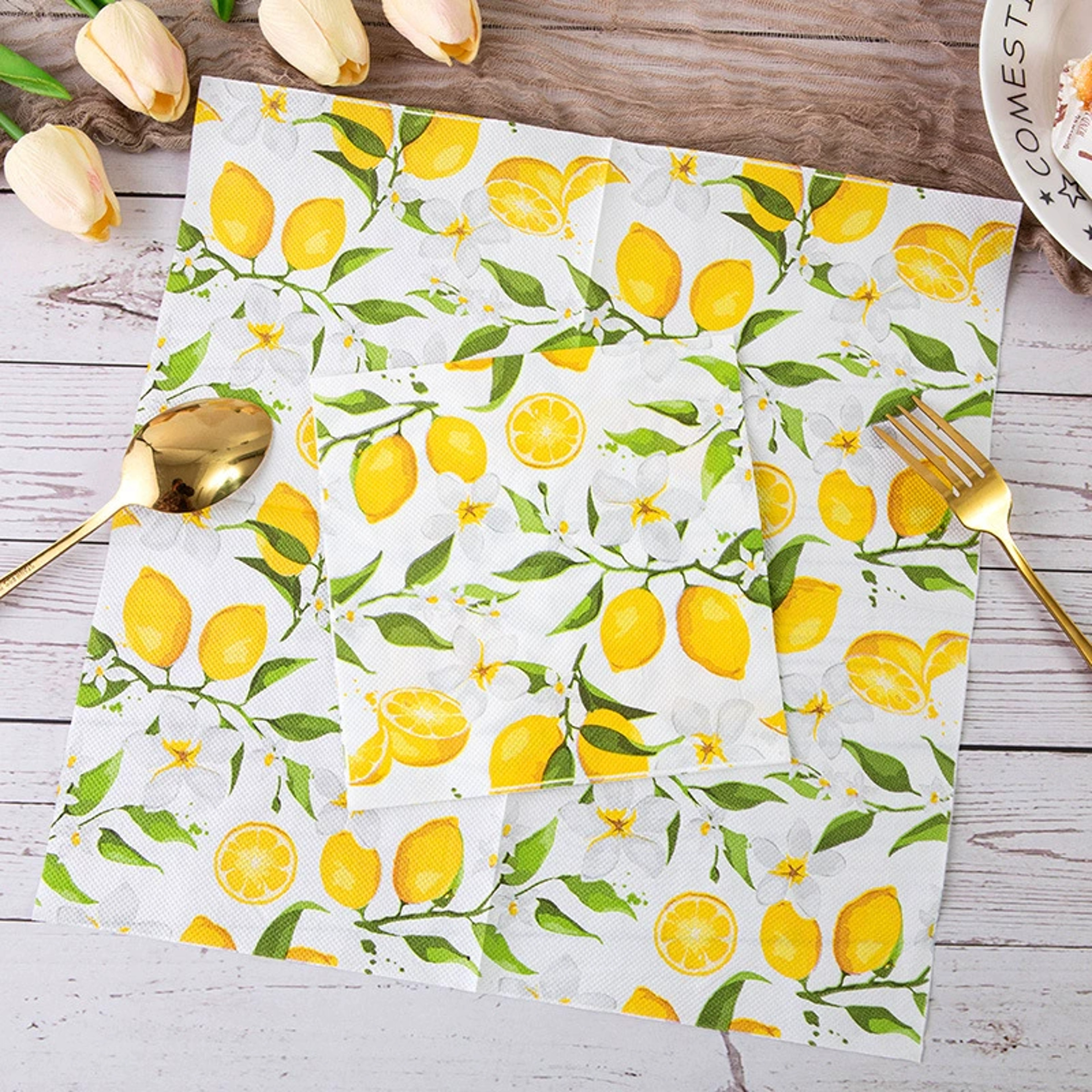 Summer Lemon Theme Paper Napkins Decorative lemon theme paper napkins for Parties & Events – view 3