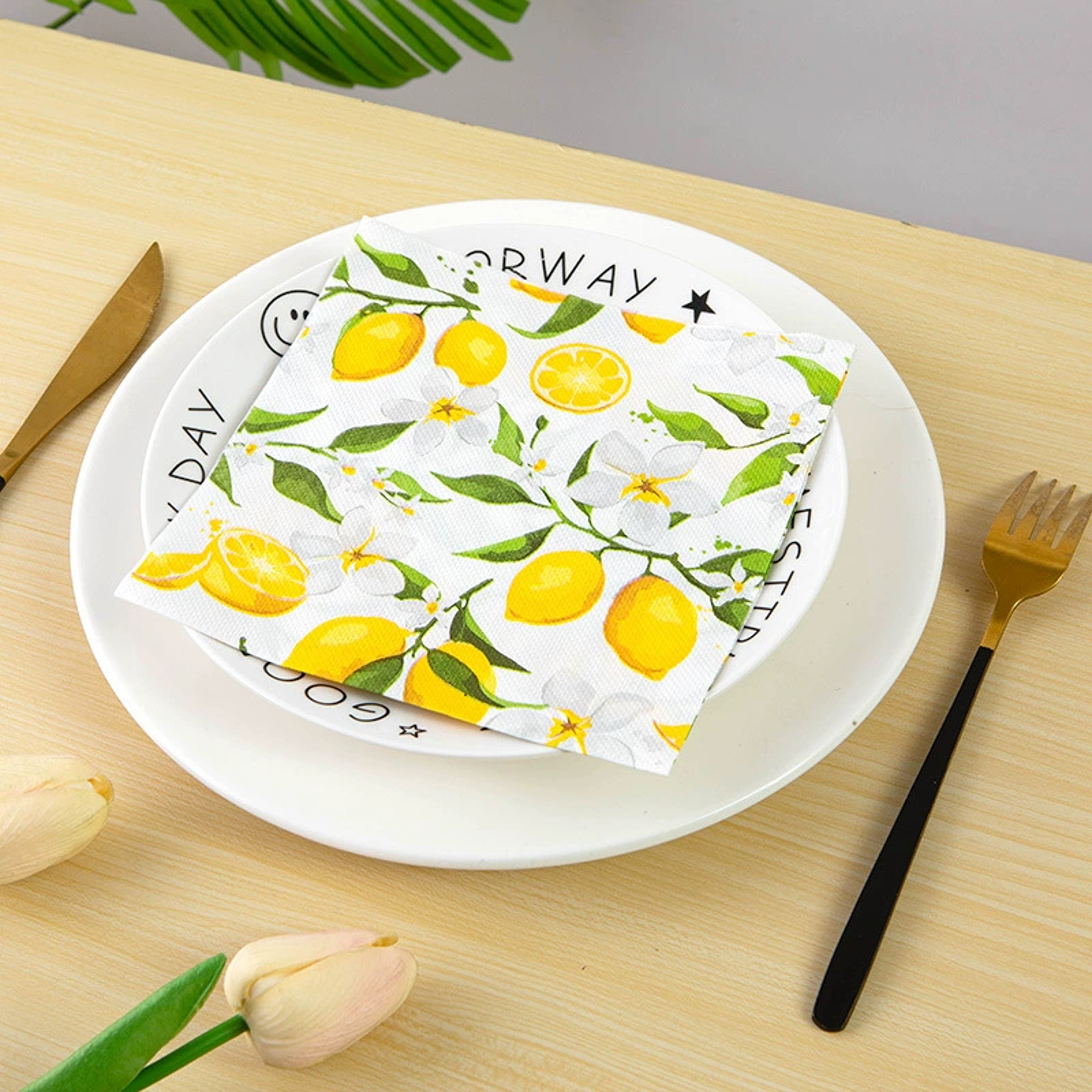 Summer Lemon Theme Paper Napkins Decorative lemon theme paper napkins for Parties & Events – view 4