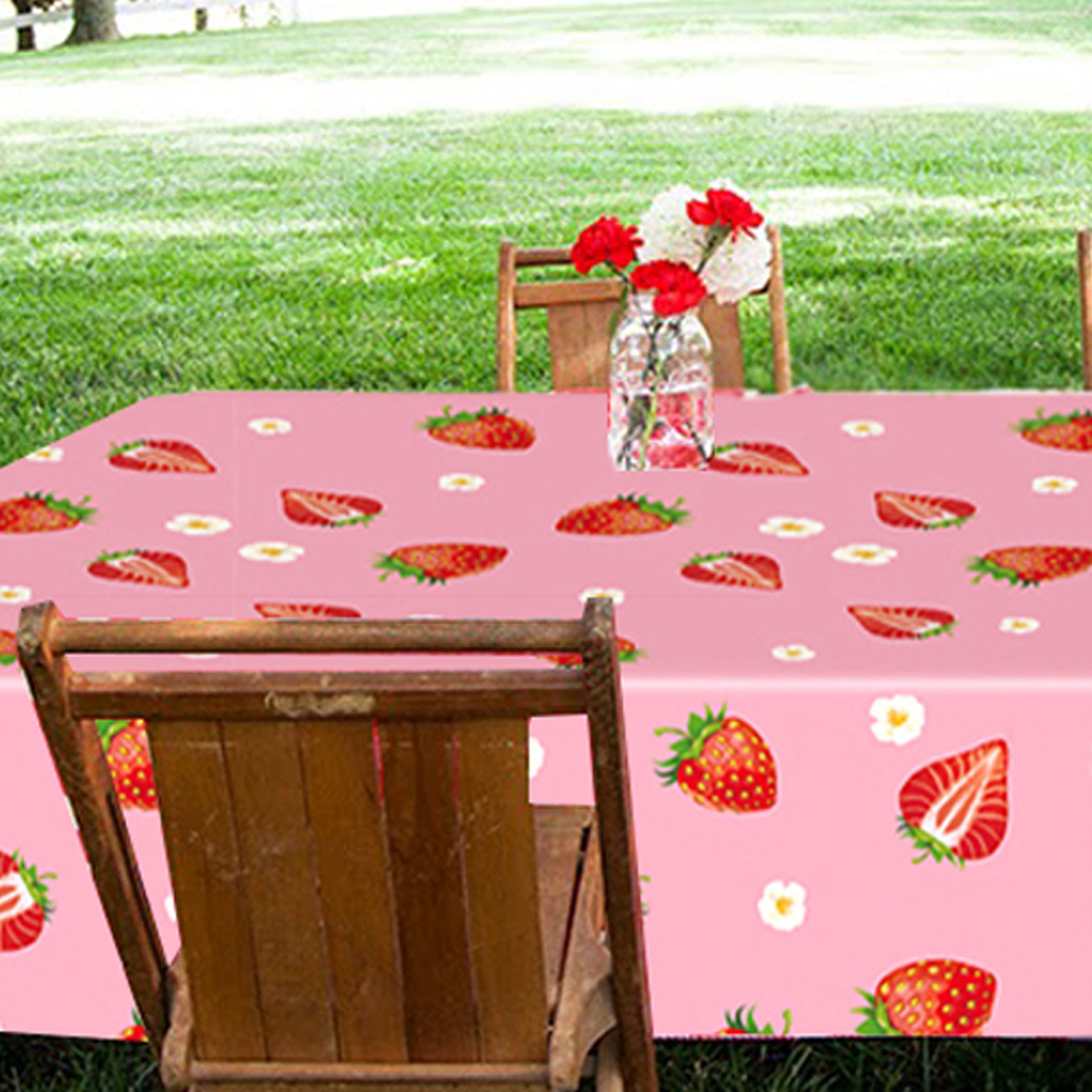 Strawberry Party Tablecloth Waterproof Disposable Table Cover for Birthday Party Decoration – view 1