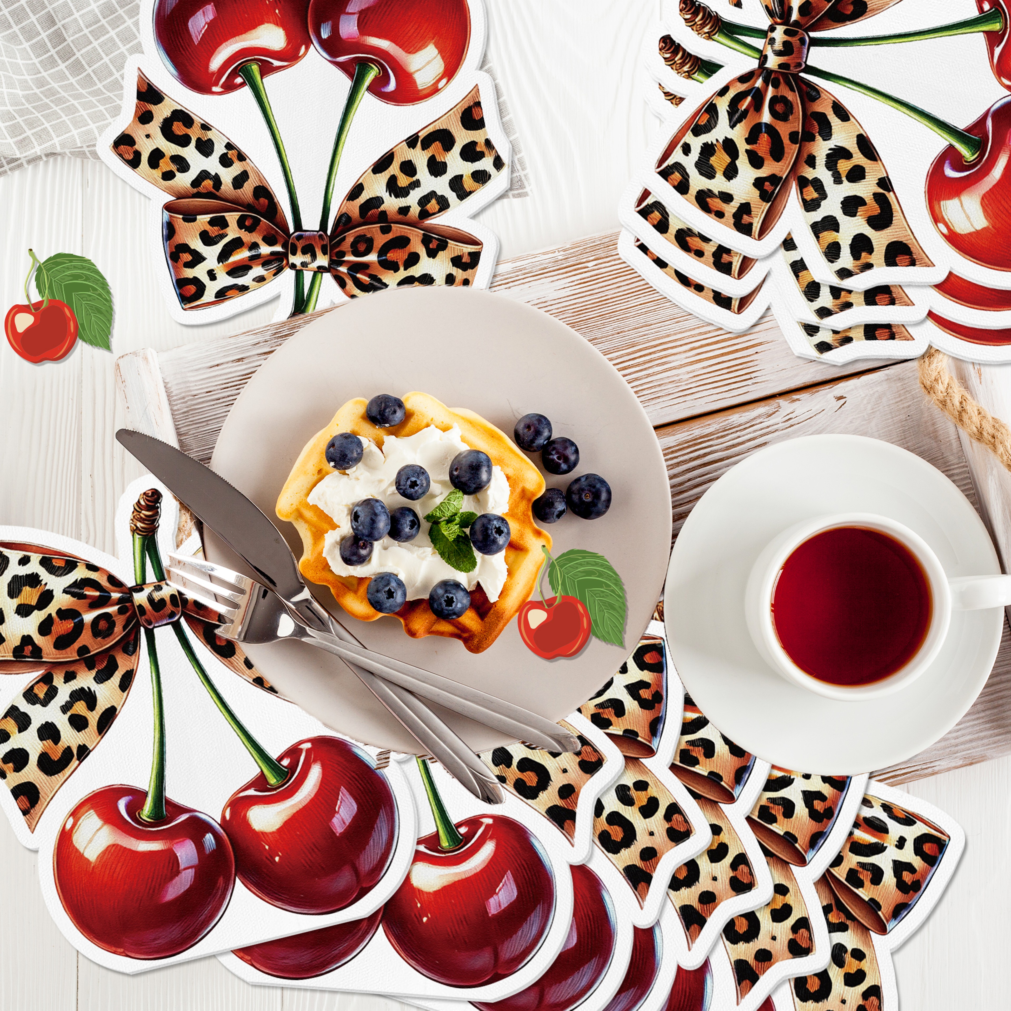 Cherry Leopard Print Napkins for Birthday Party Table Decor – view 3