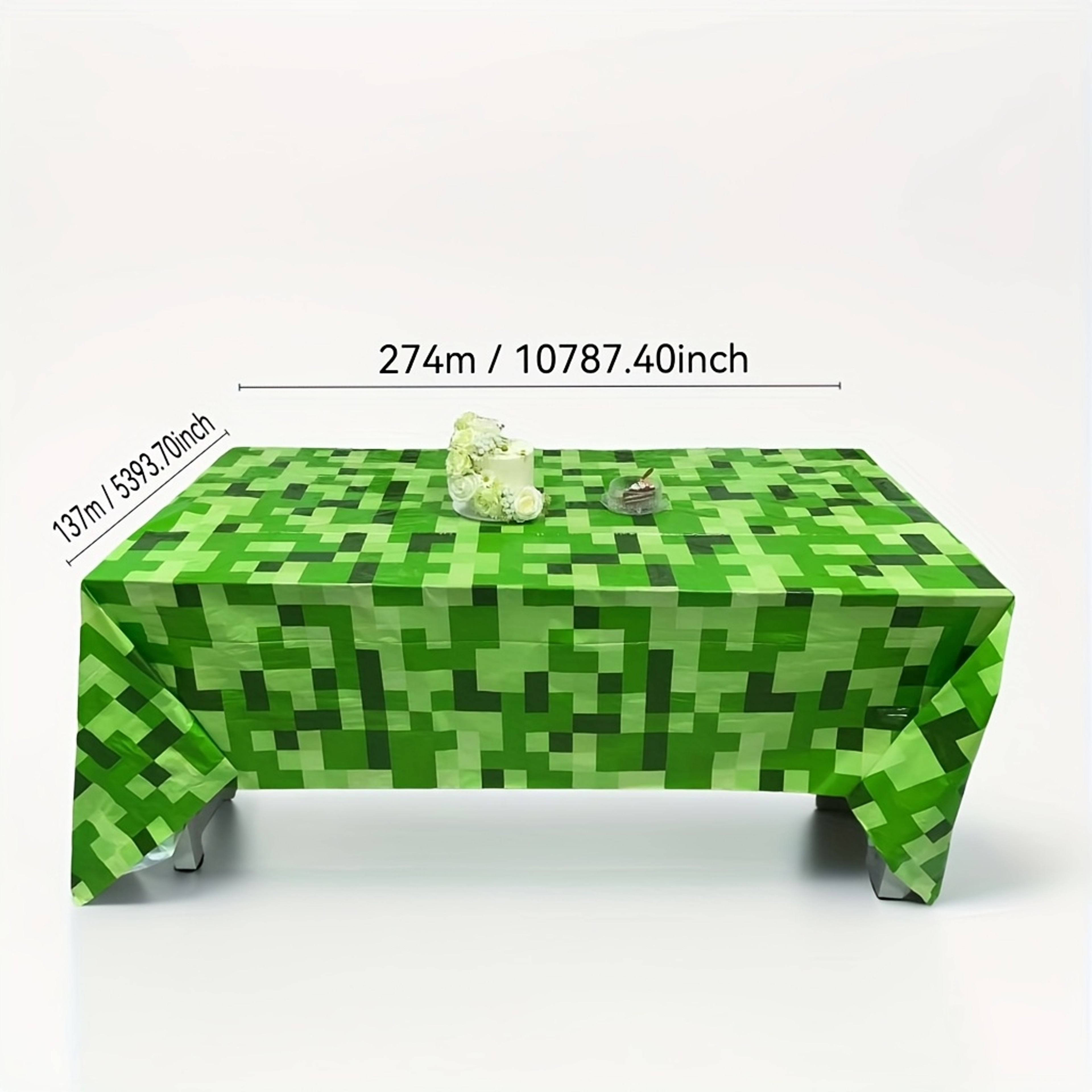 Pixel Grass Block Gaming Party Tablecloth Waterproof Disposable Table Cover 6