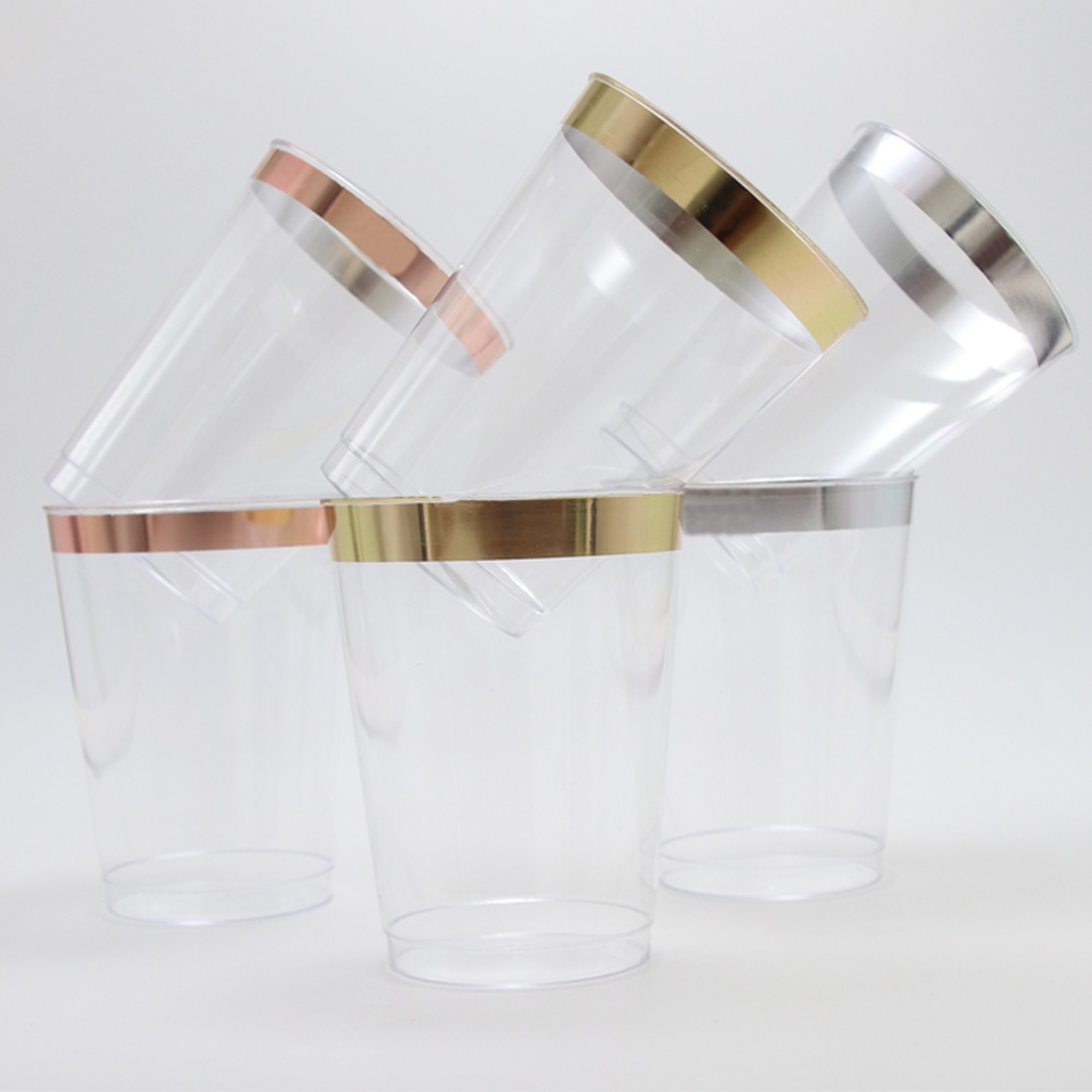 Gold Plastic Cups Disposable Party Cups Set – view 6