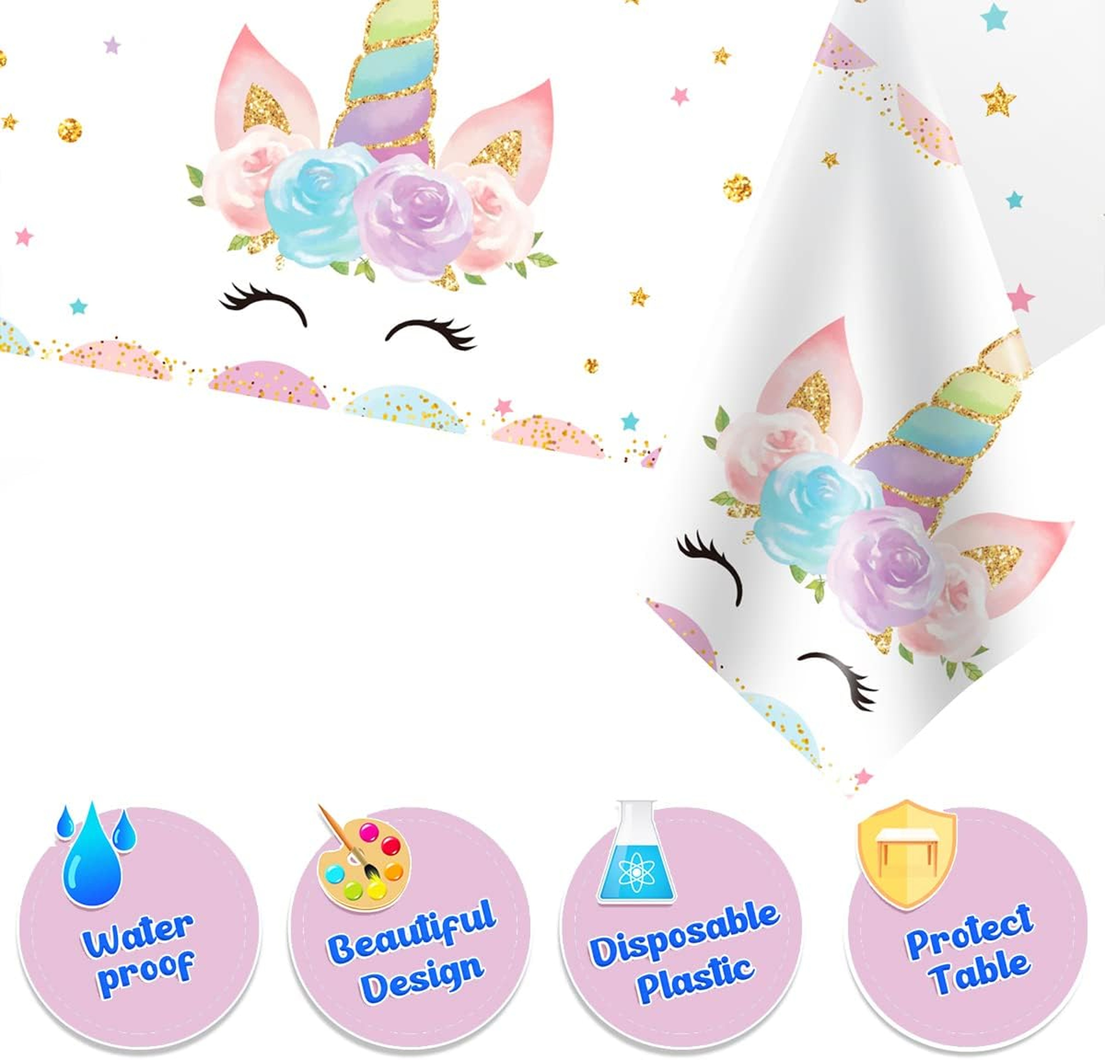 Magical Unicorn Tablecloth Waterproof Disposable Party Cover – view 3