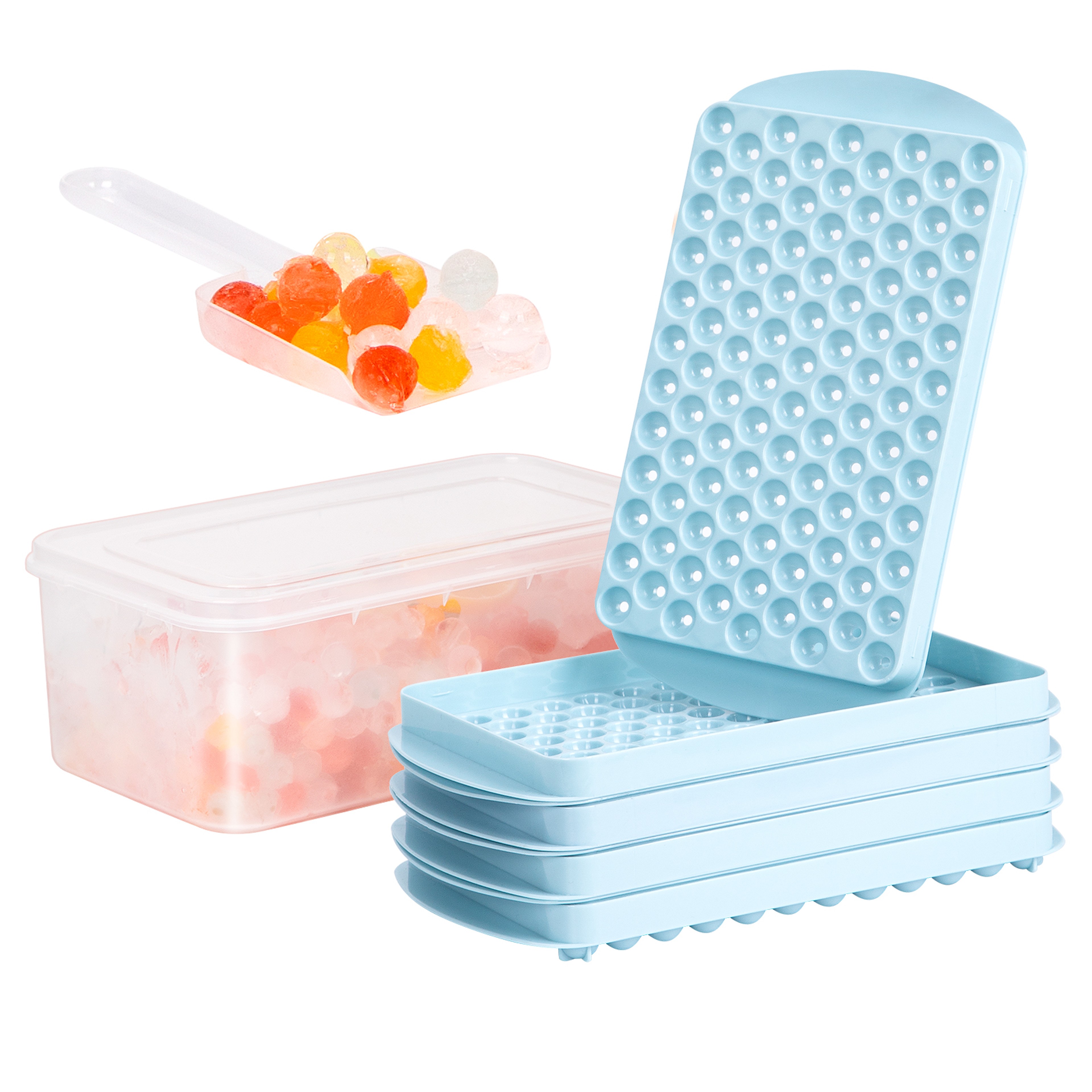 Mini Ice Cube Tray With Lid For Round Ice Balls And Crushed Ice 0
