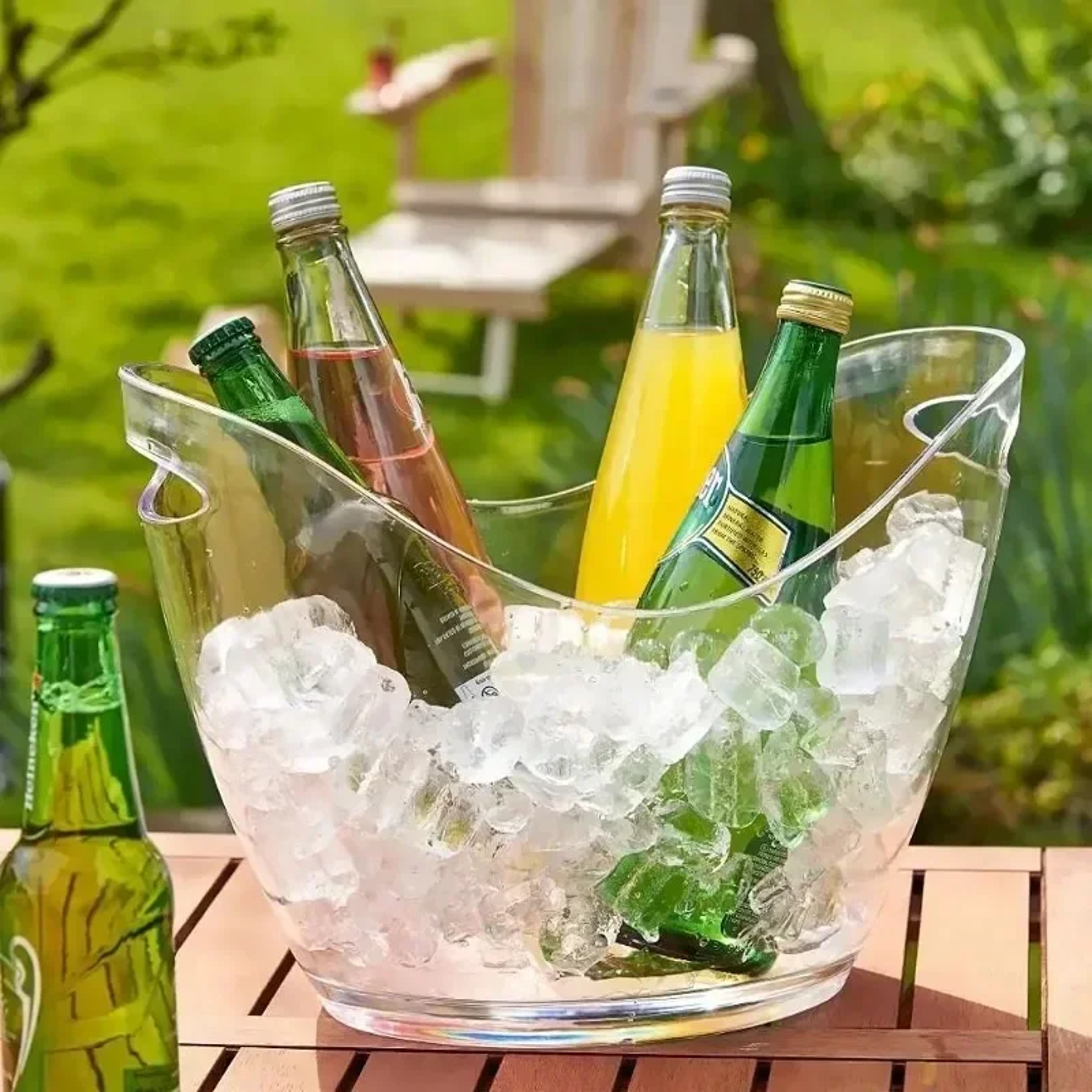 Clear Plastic Ice Bucket Champagne Bottle Cooler for Bar and Party Drinks – view 2