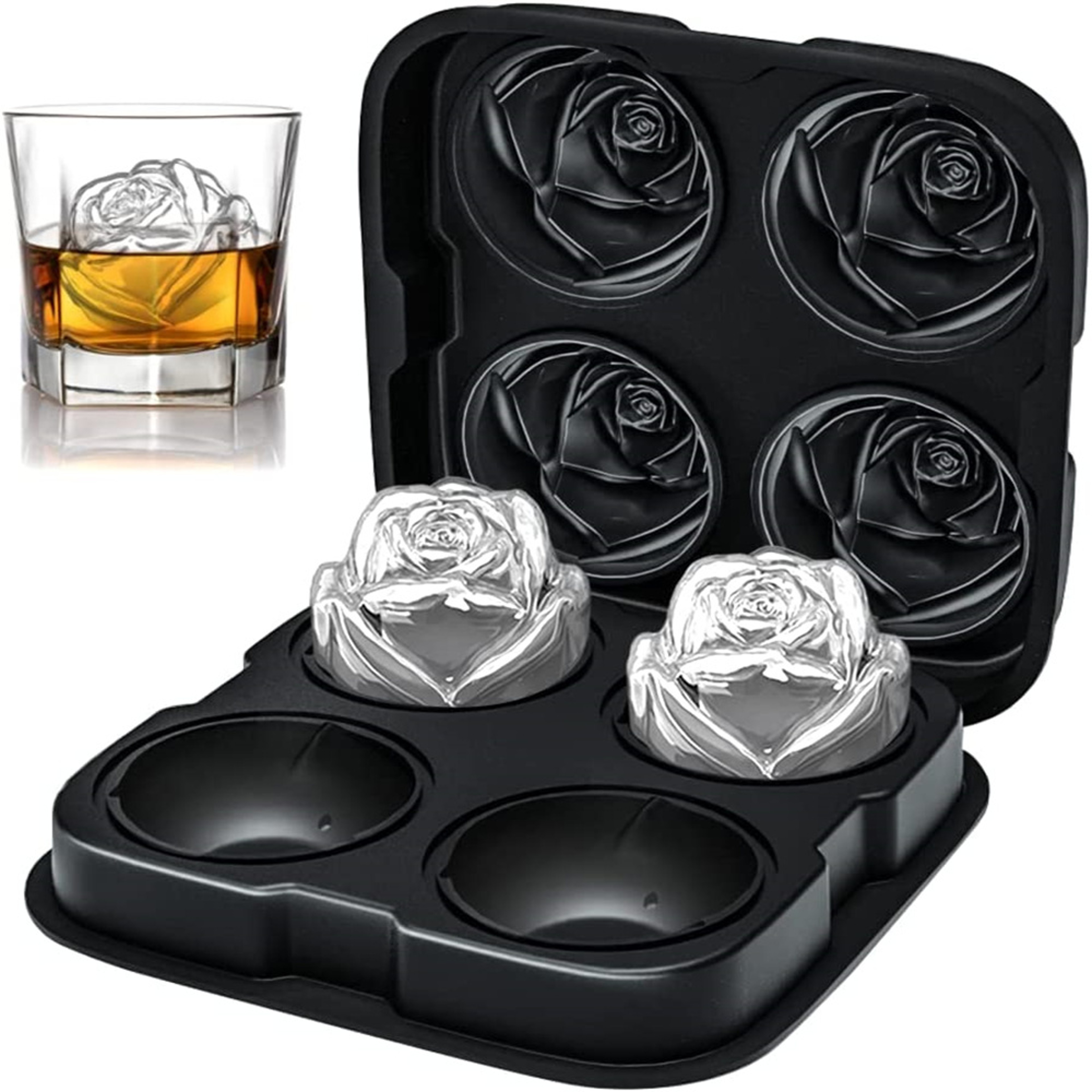 Rose Silicone Ice Cube Mold For Whiskey Cocktails 0