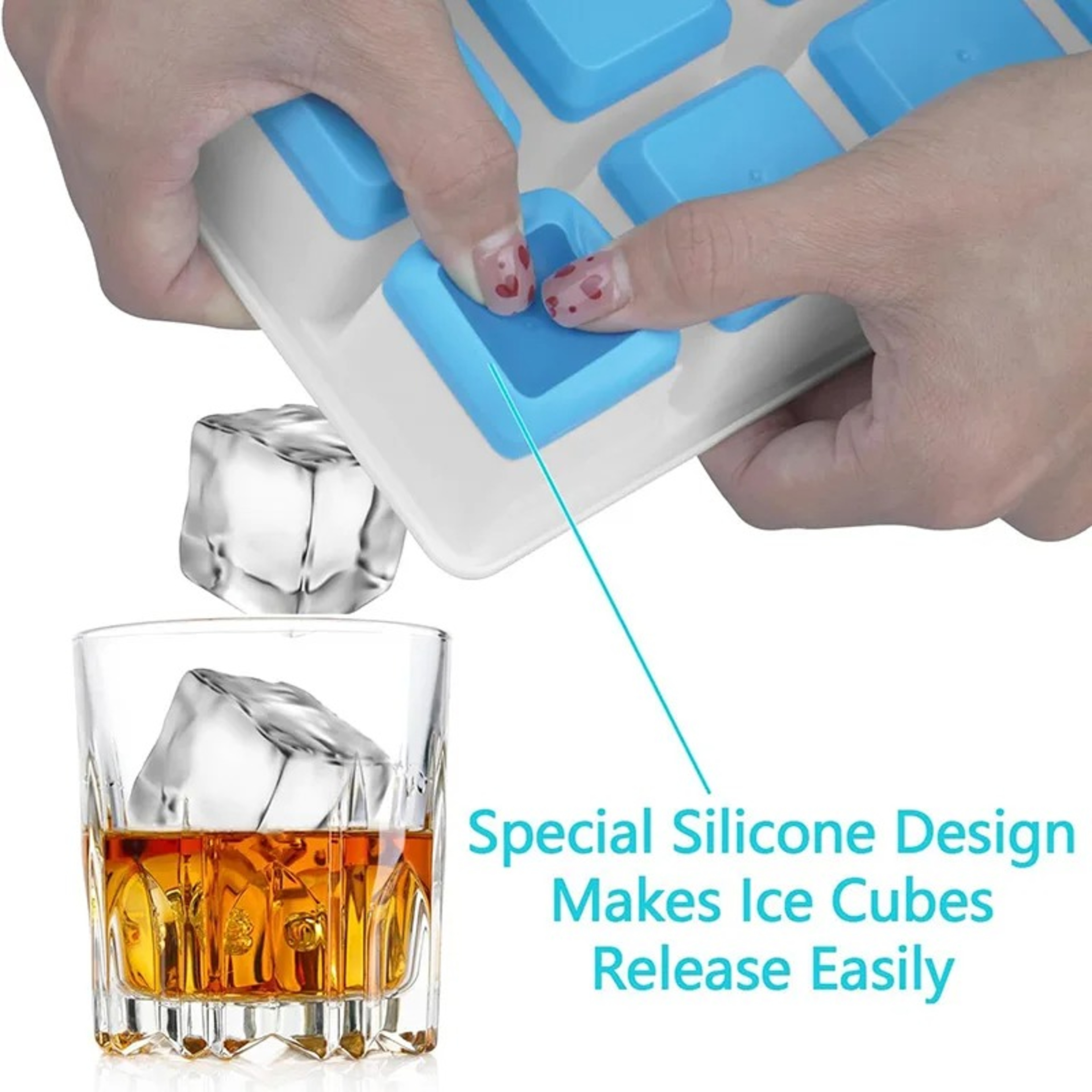Large Ice Cube Tray With Lid Easy Release Silicone Whiskey Ice Mold 1