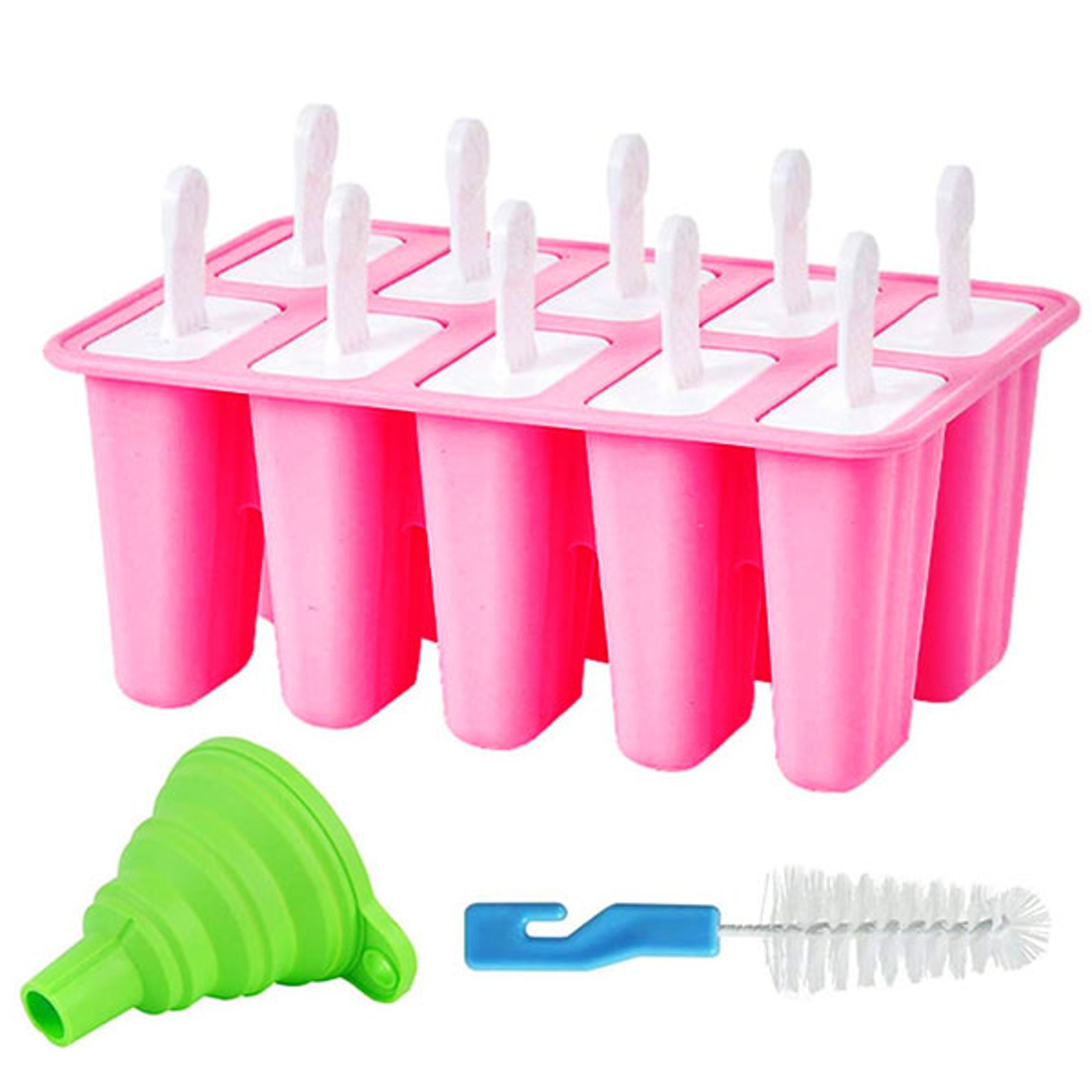 Silicone Popsicle Molds With Funnel And Cleaning Brush 9