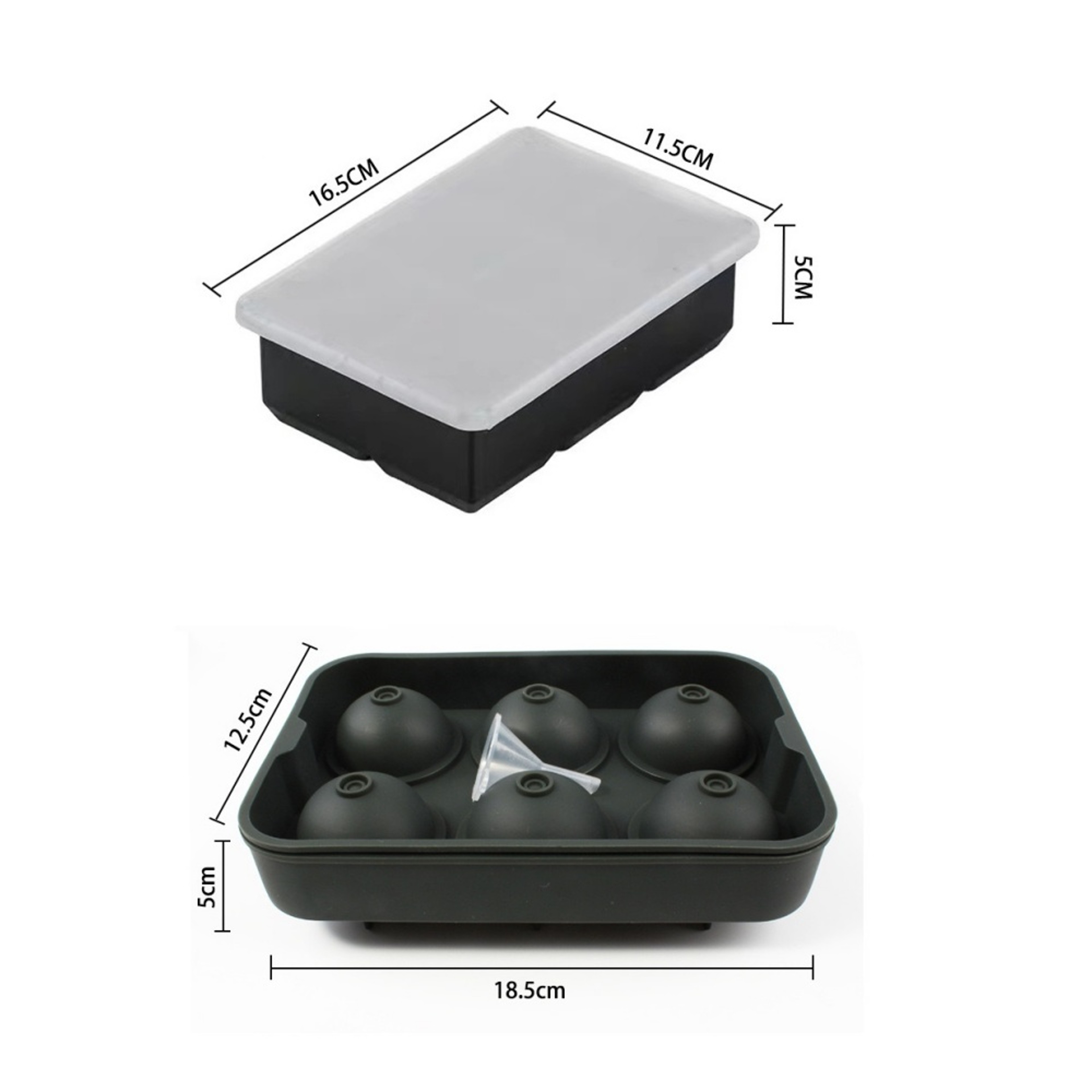 Silicone Ice Cube Tray With Lid For Large Round And Square Cocktail Ice 1