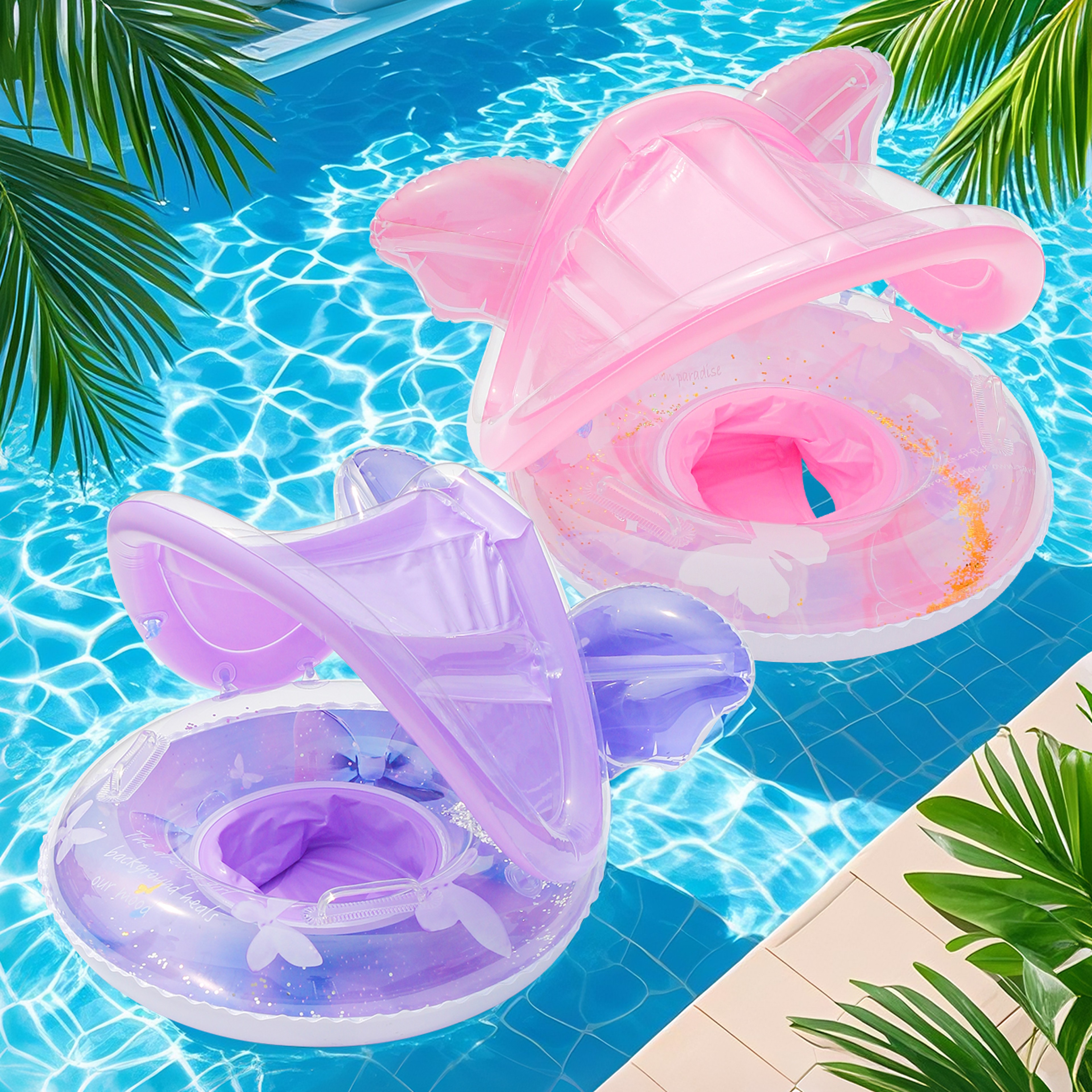 Canopy Pool Float Ring Inflatable Swim Tube For Summer Water Fun 4