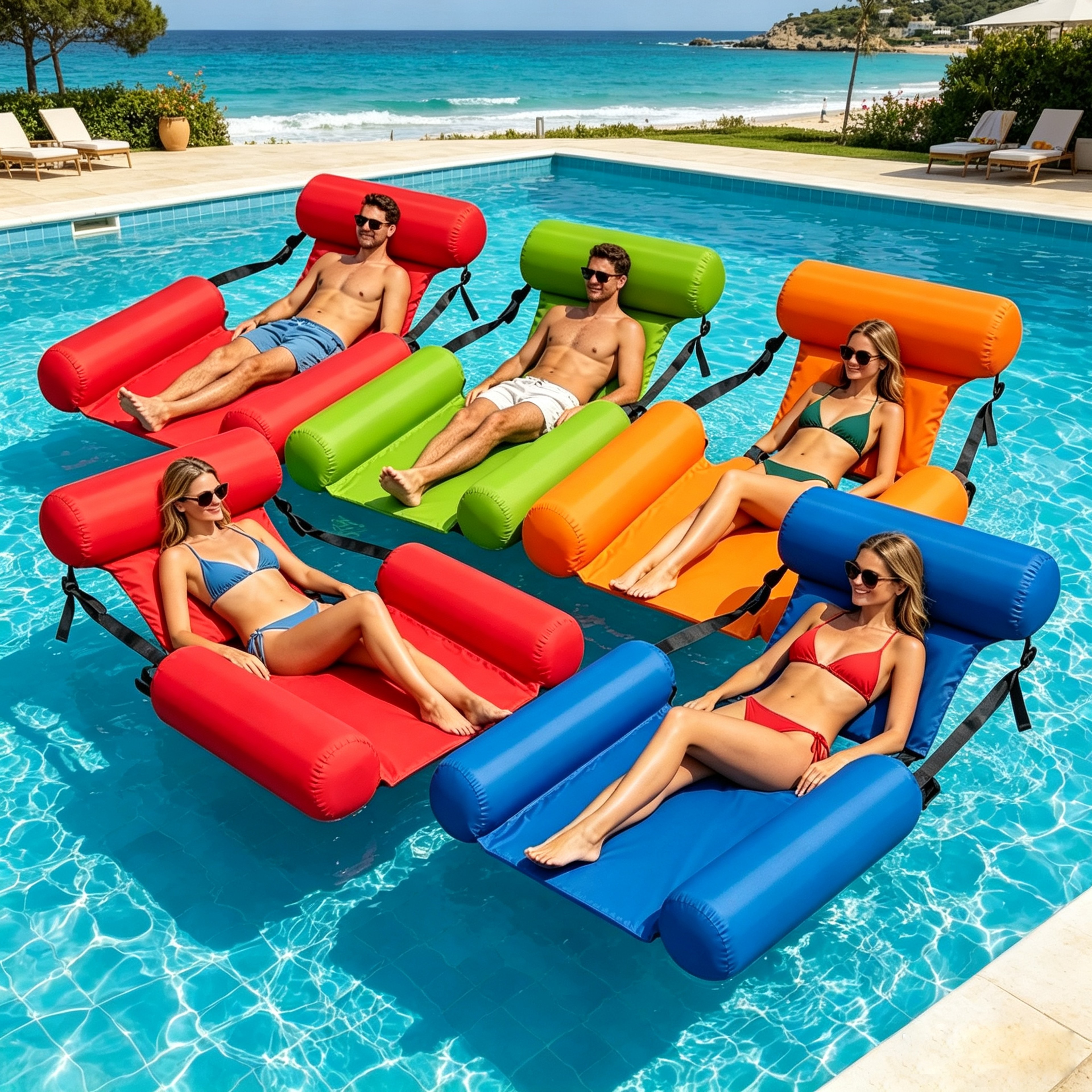 Foldable Water Hammock Inflatable Pool Float Lounger 4