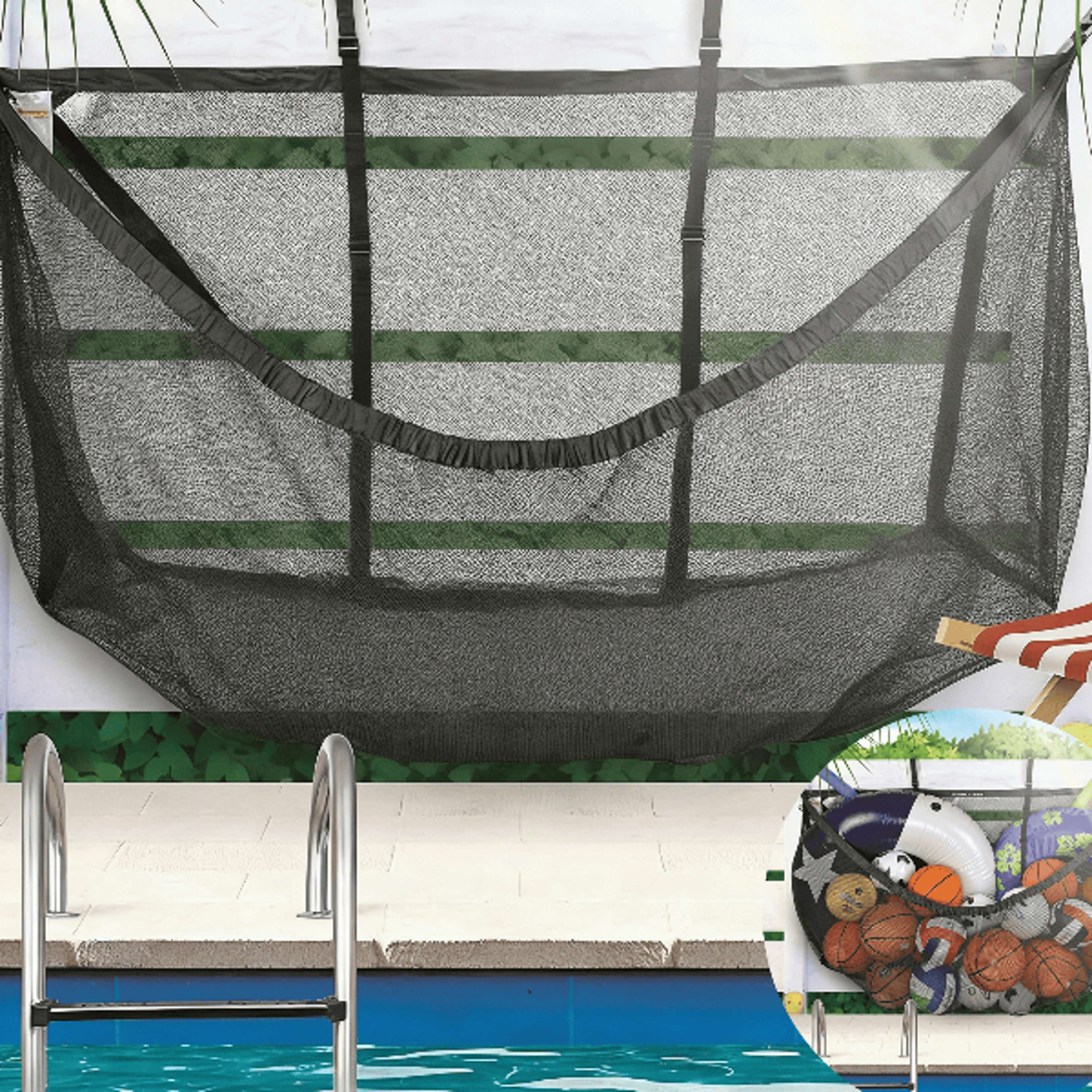 Large Hanging Pool Storage Mesh Bag for Toys Floats and Inflatables