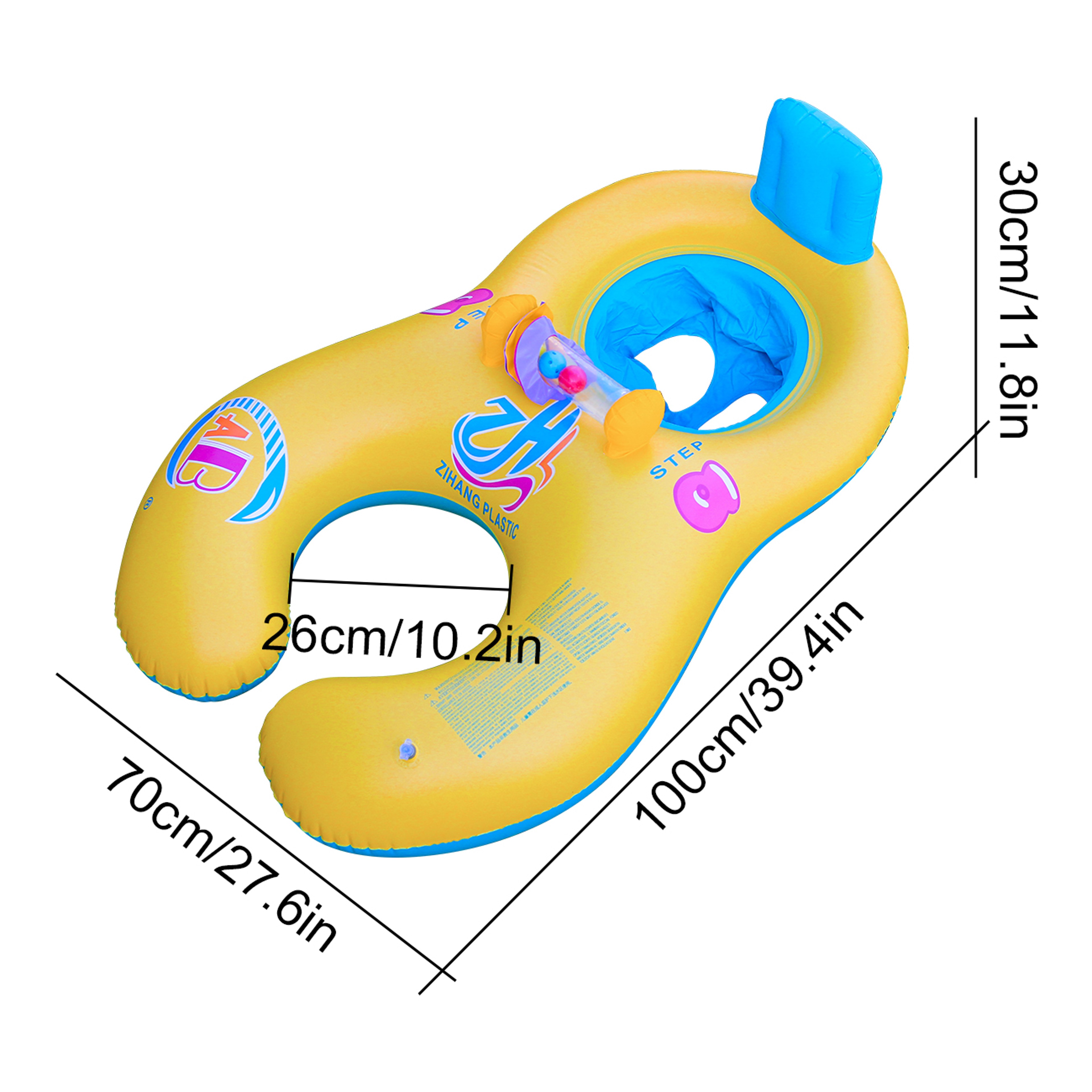 Inflatable Double Seat Swim Ring With Backrest For Two 5