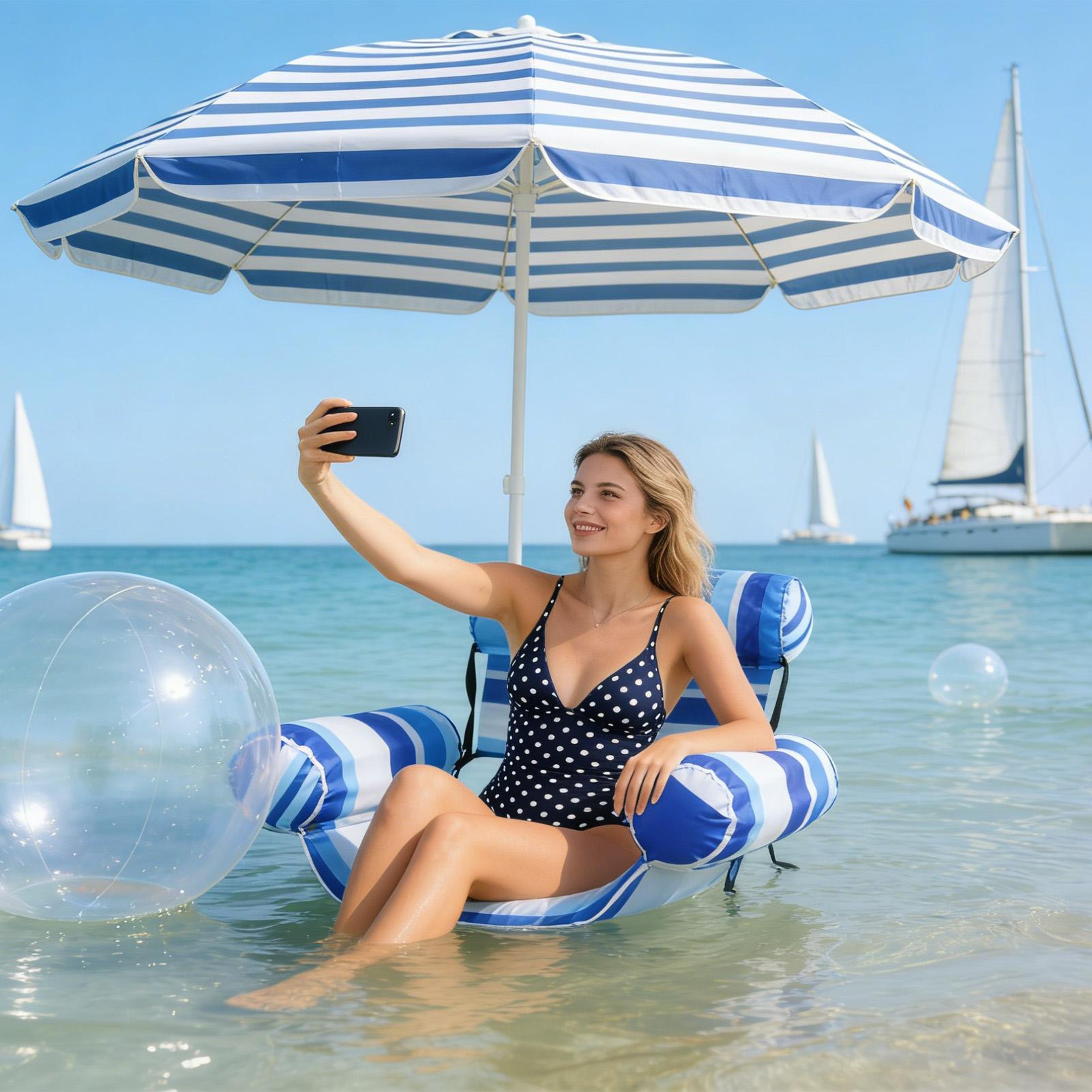 Inflatable Pool Lounger Water Hammock Float With Mesh Seat And Backrest 1