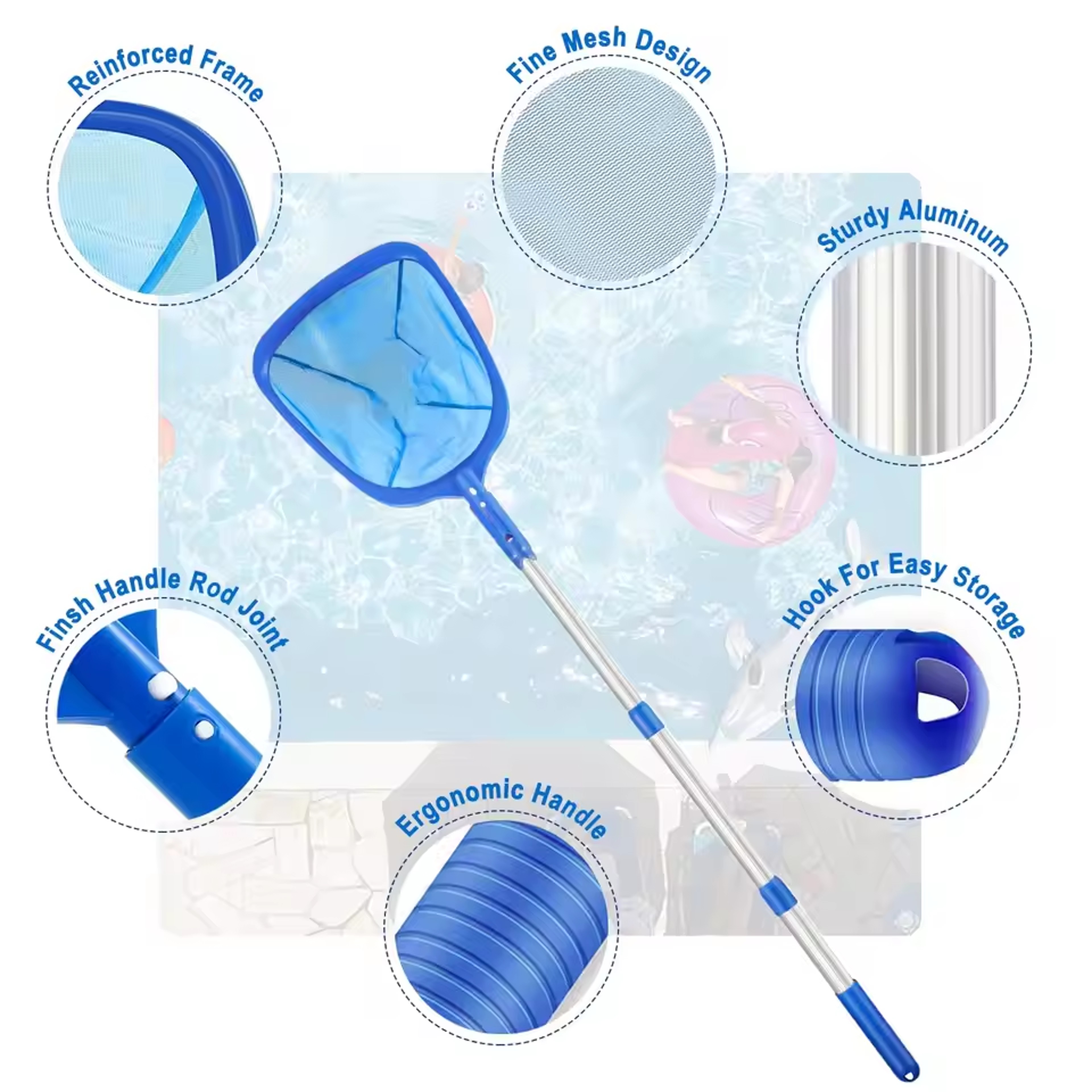 Complete Pool Cleaning Kit with Skimmer Net and Brush Pole – view 6